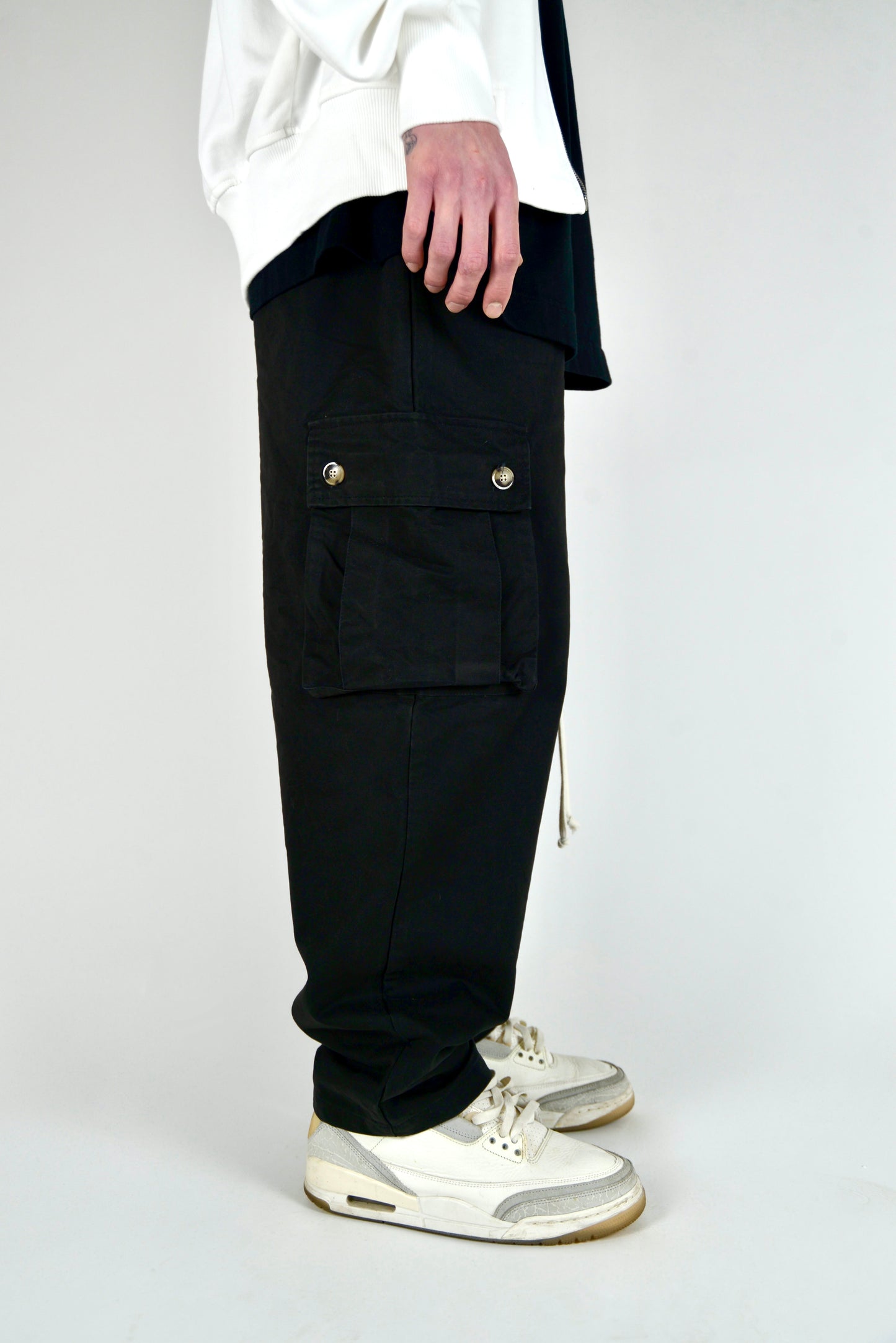 Cargo Monocolore Fondo Ampio Nero