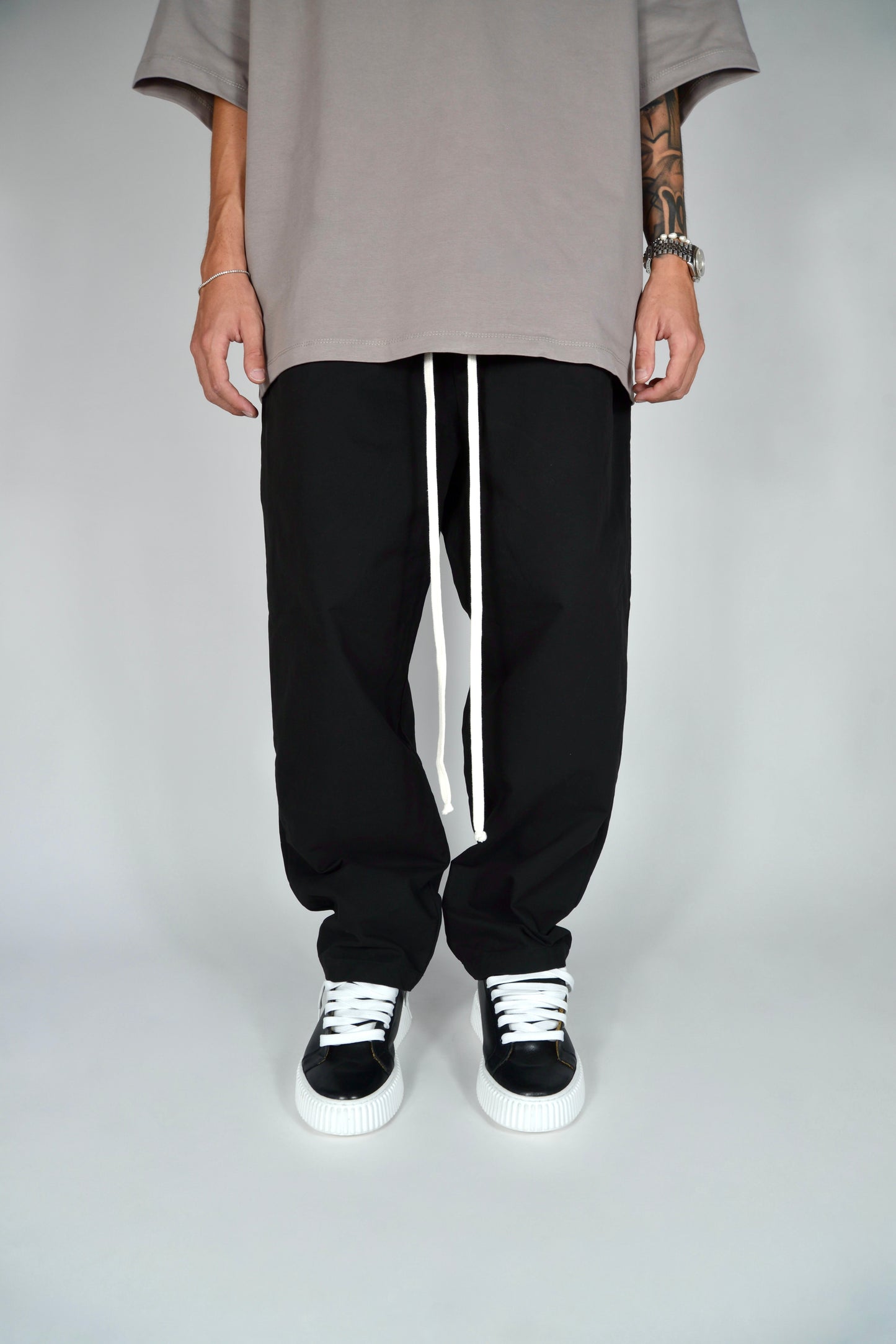 Pantalaccio In Cotone Fondo Ampio Nero