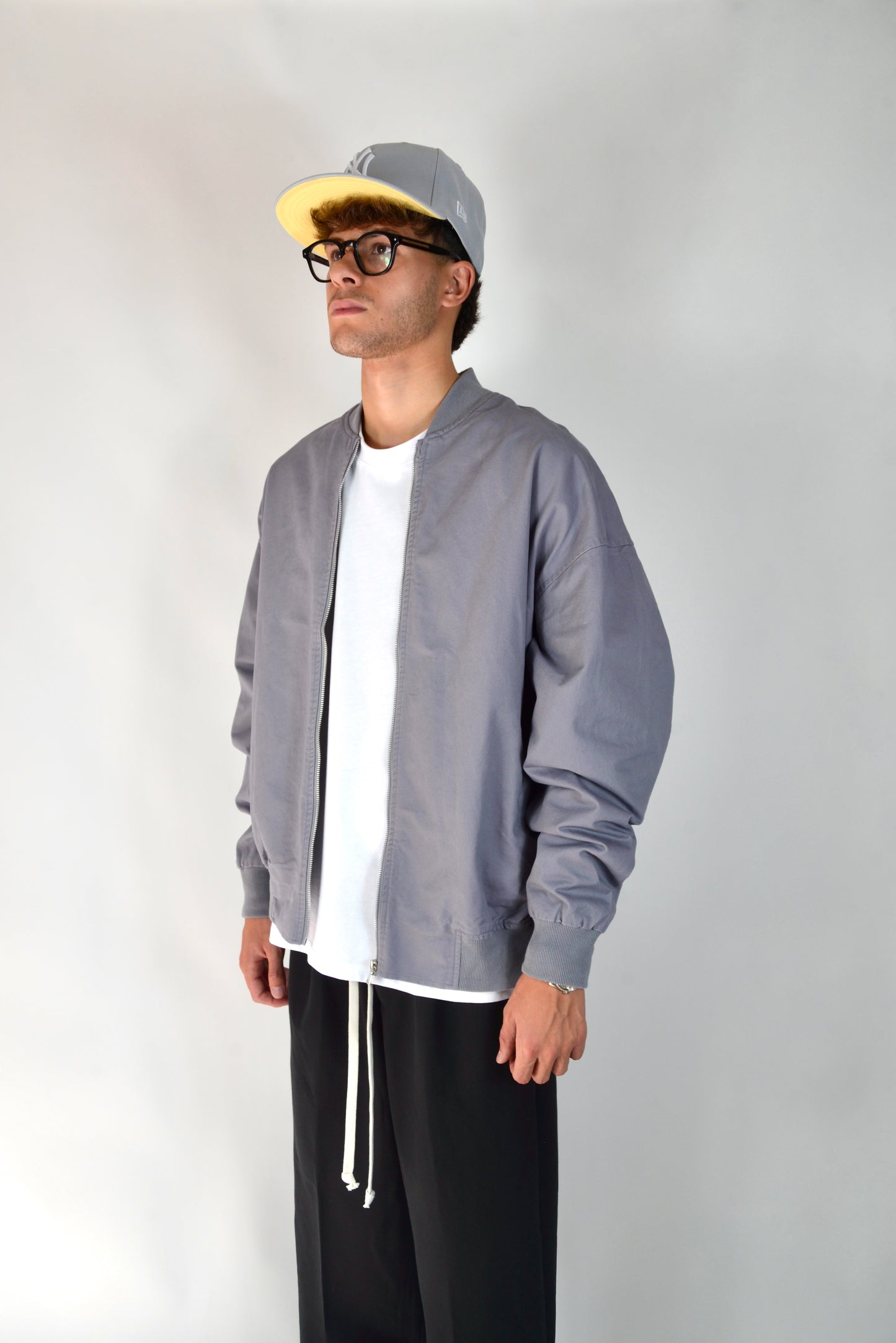 Bomber In Cotone Oversize Grigio