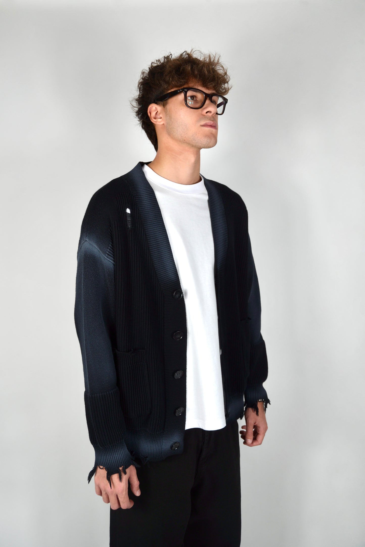 Cardigan Destroyed Fumé