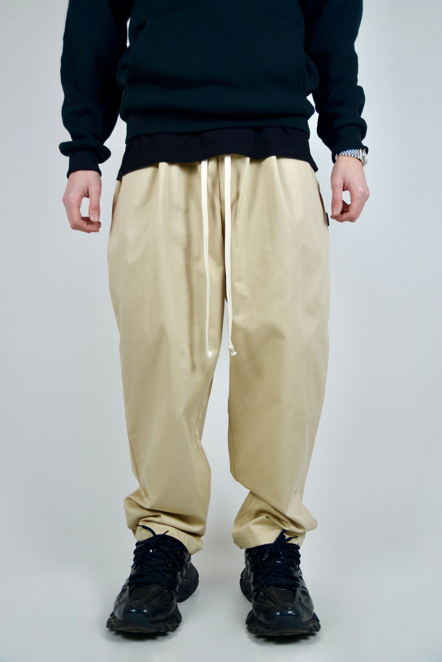 Pantalaccio In Cotone Fondo Ampio Beige
