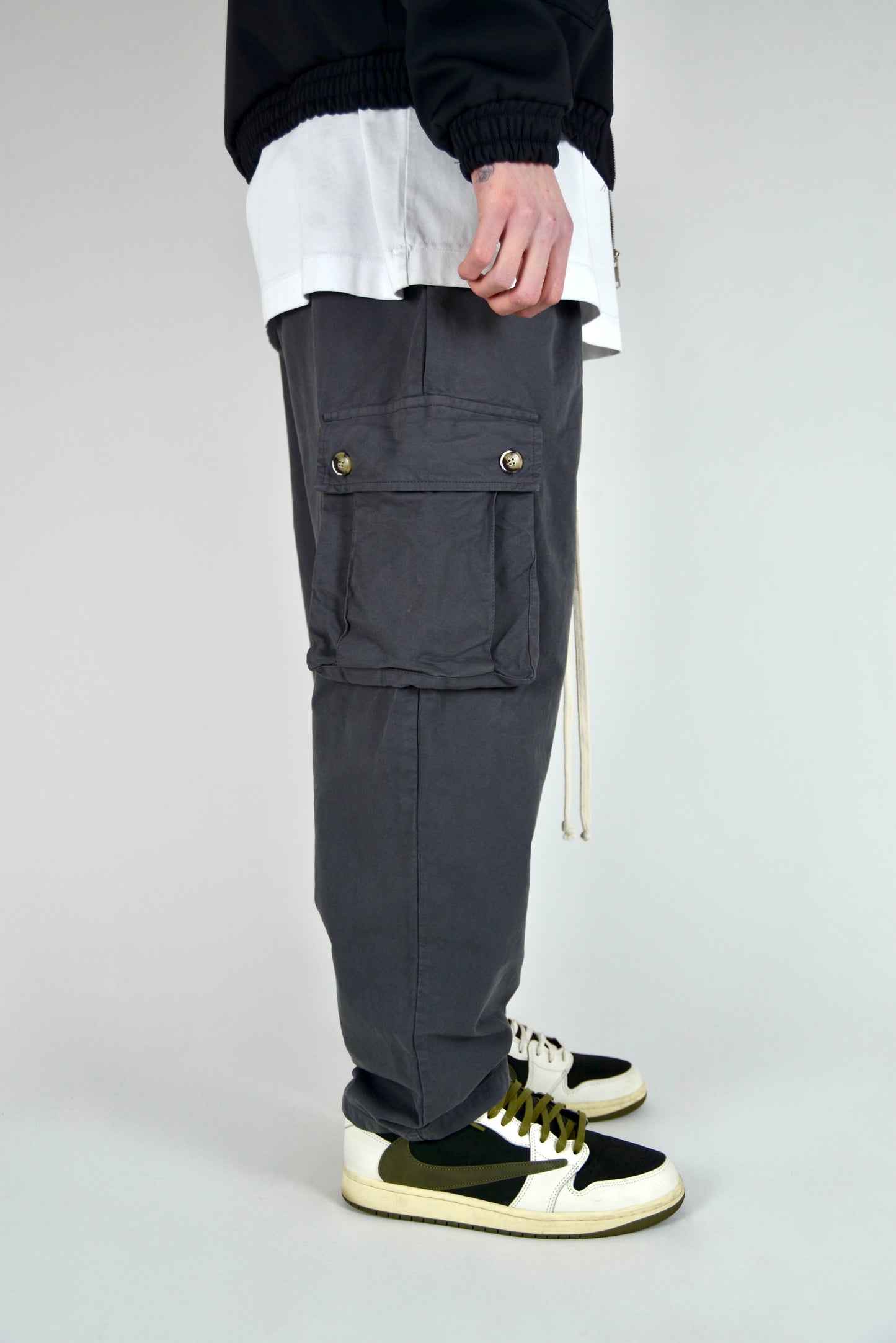 Cargo Monocolore Fondo Ampio Grigio