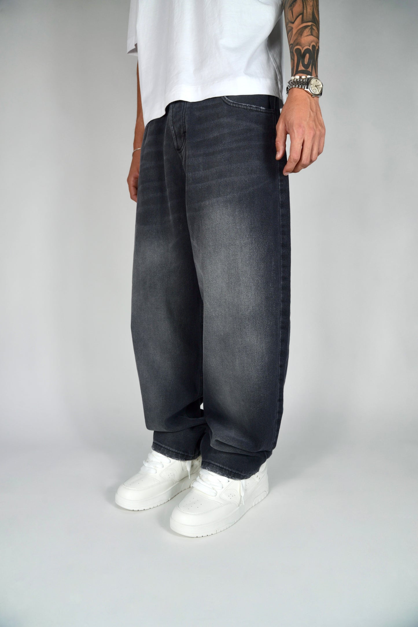 Jeans Baggy Fit Nero Slavato