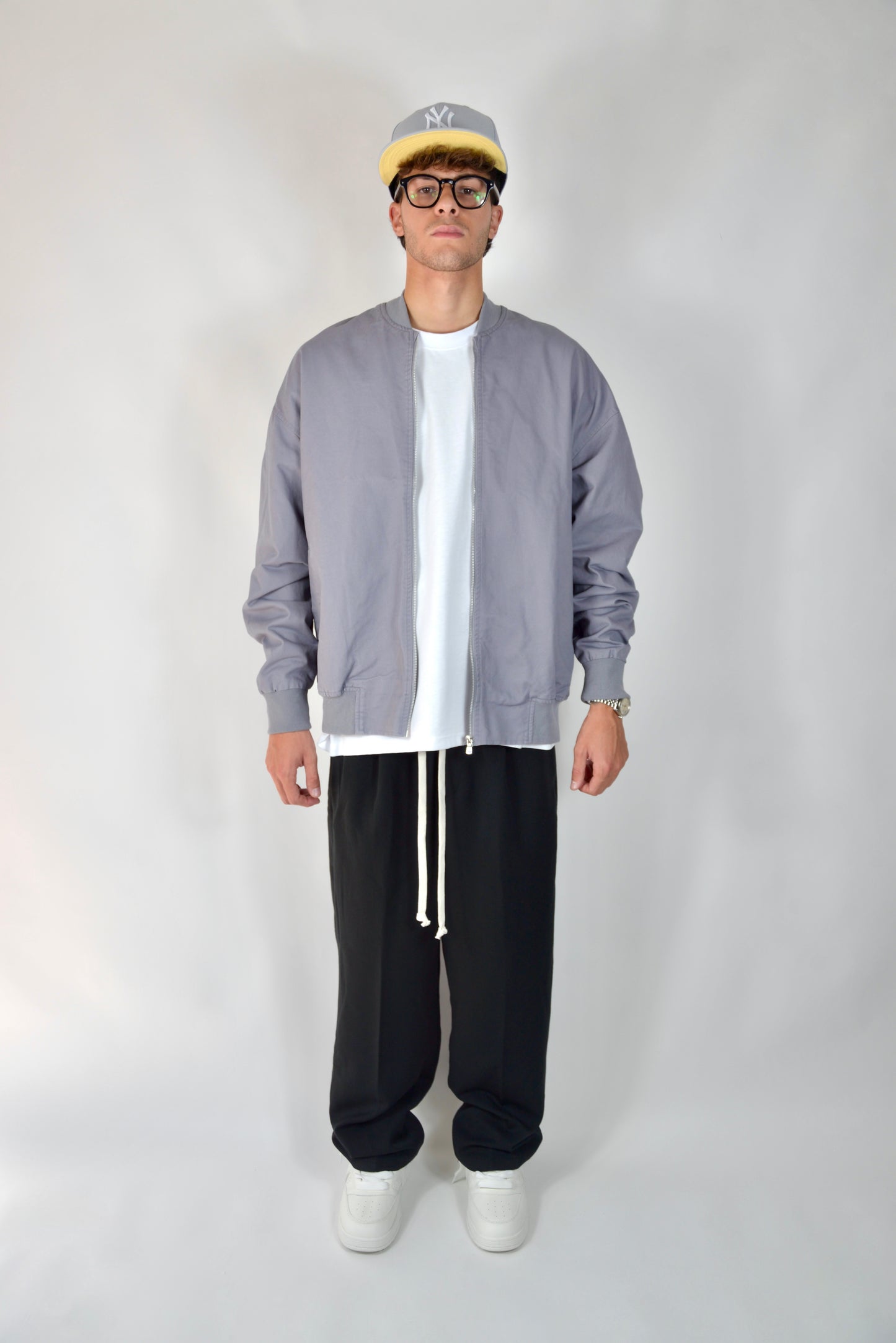 Bomber In Cotone Oversize Grigio