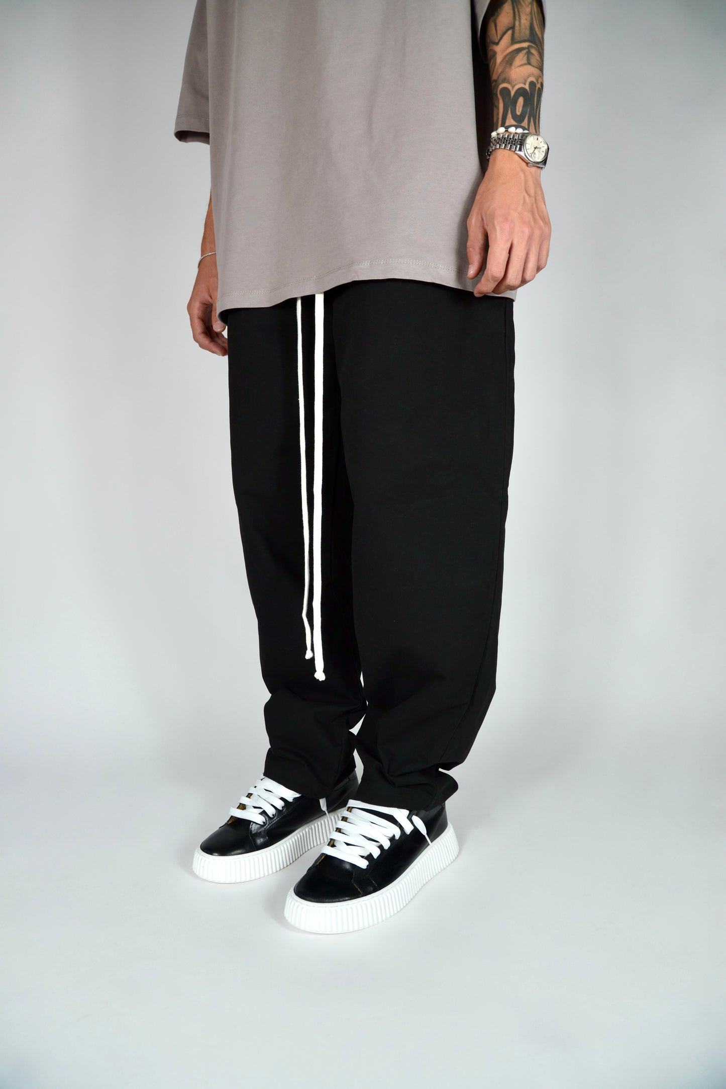 Pantalaccio In Cotone Fondo Ampio Nero
