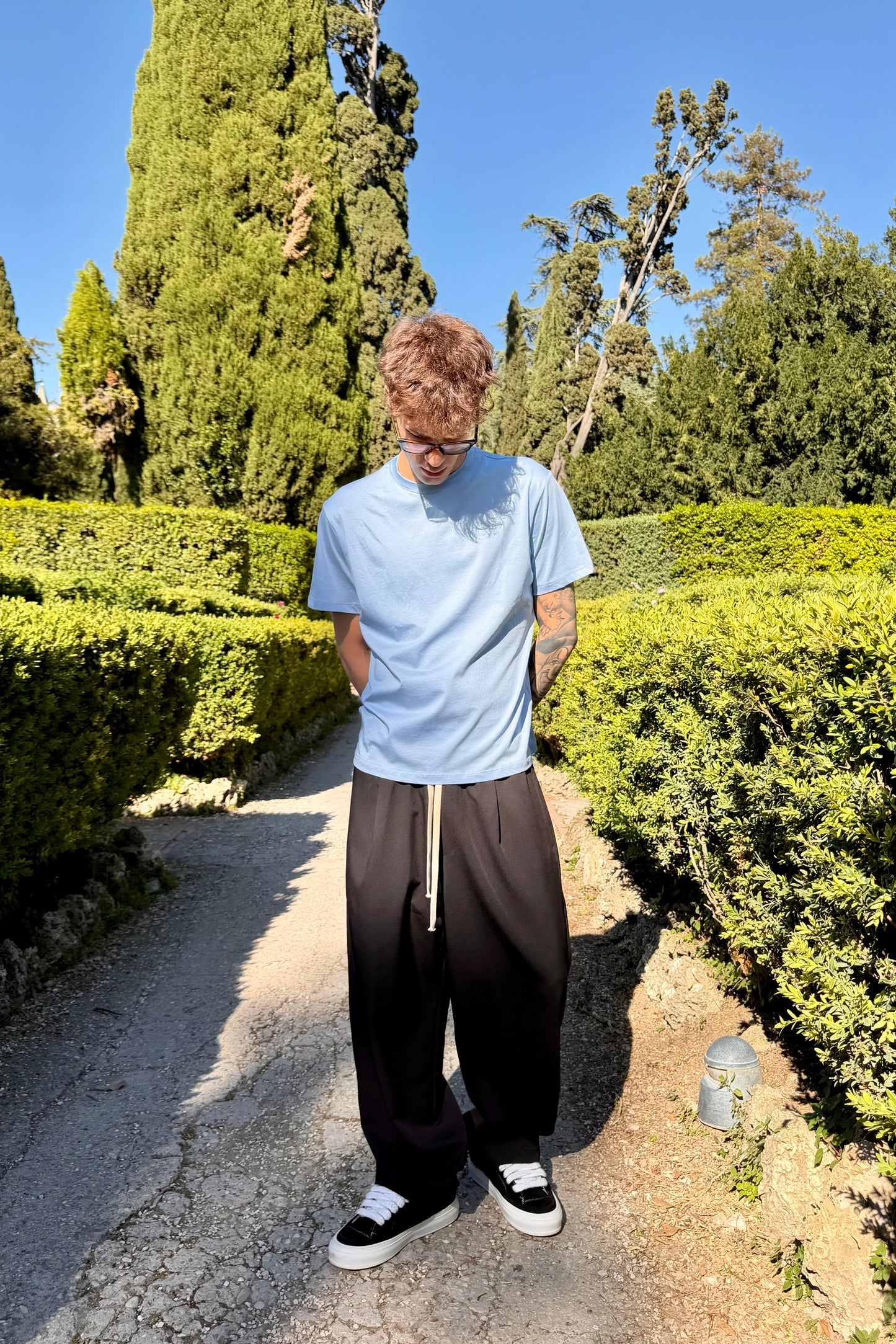 T-Shirt In Filo Di Scozia Celeste