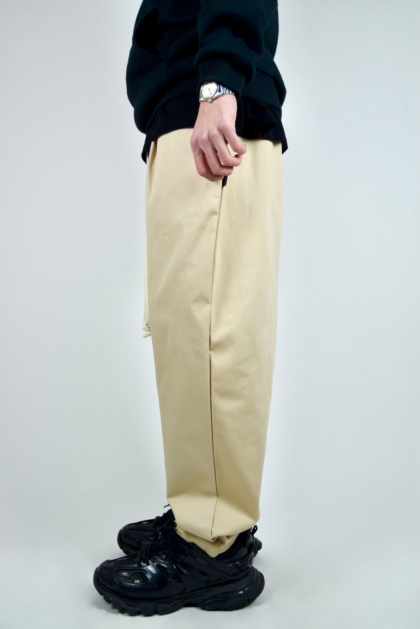 Pantalaccio In Cotone Fondo Ampio Beige