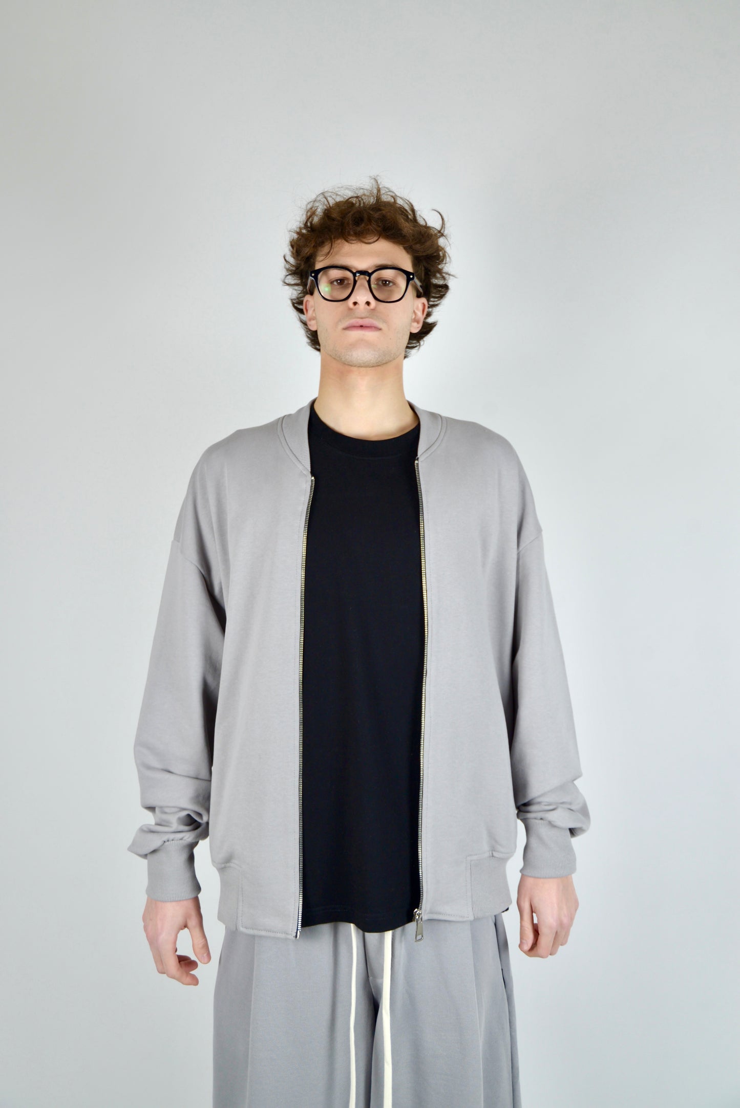 Coordinato Con Bomber In Cotone Grigio