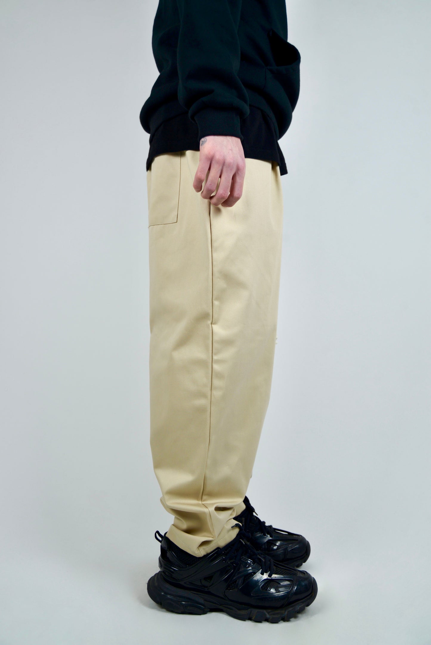 Pantalaccio In Cotone Fondo Ampio Beige