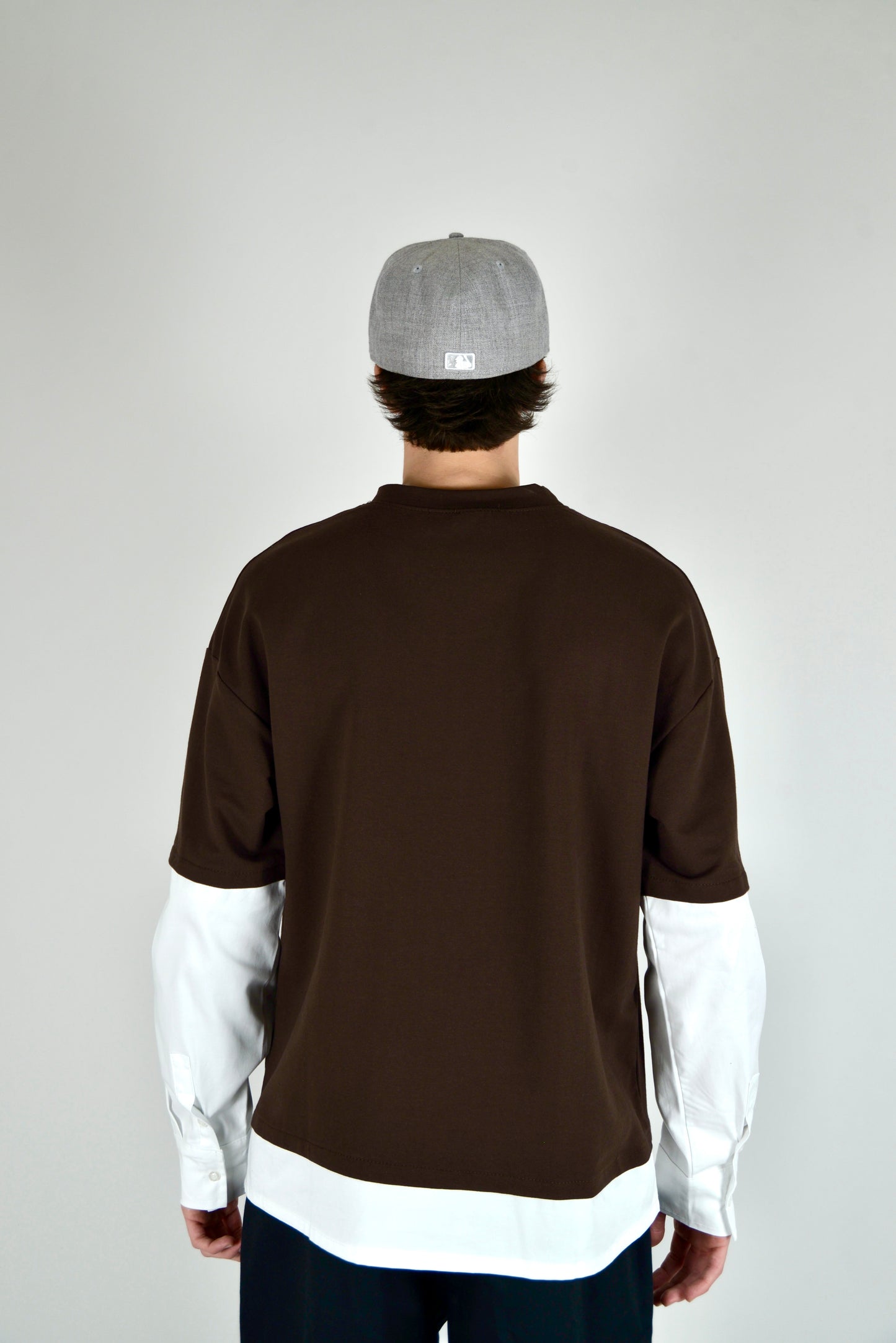T-shirt Manica Camicia Marrone