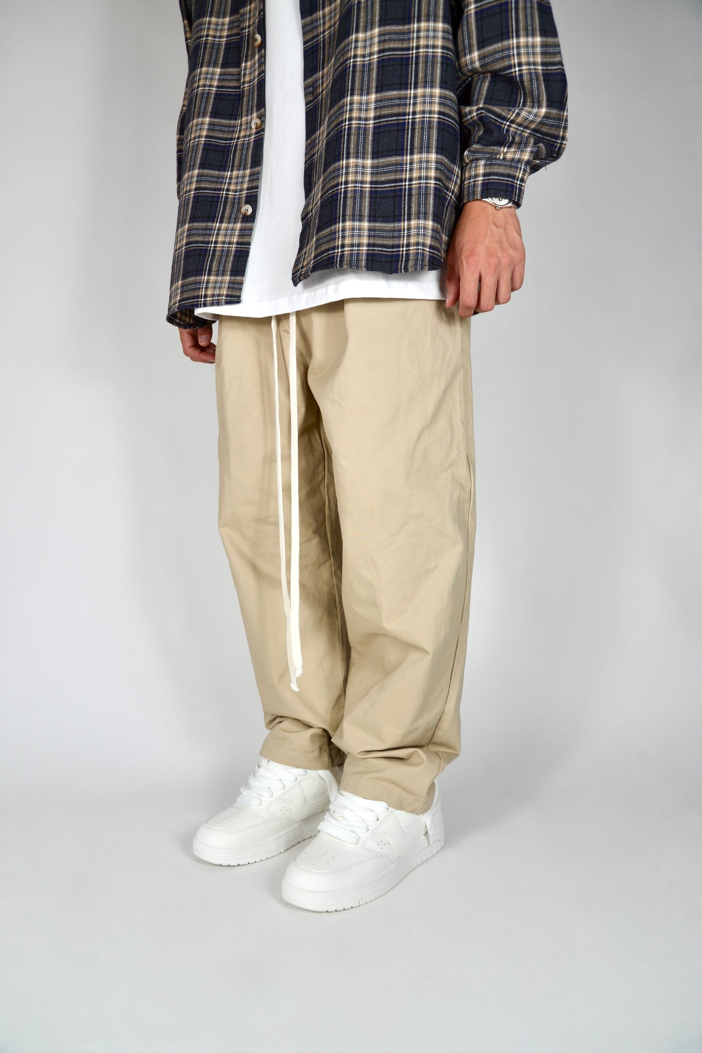 Pantalaccio In Cotone Fondo Ampio Beige