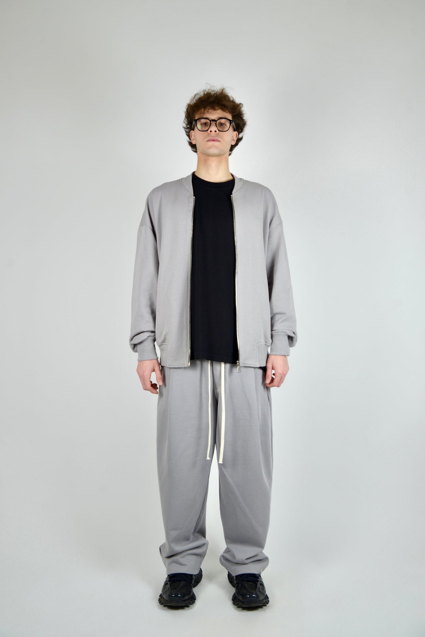 Coordinato Con Bomber In Cotone Grigio