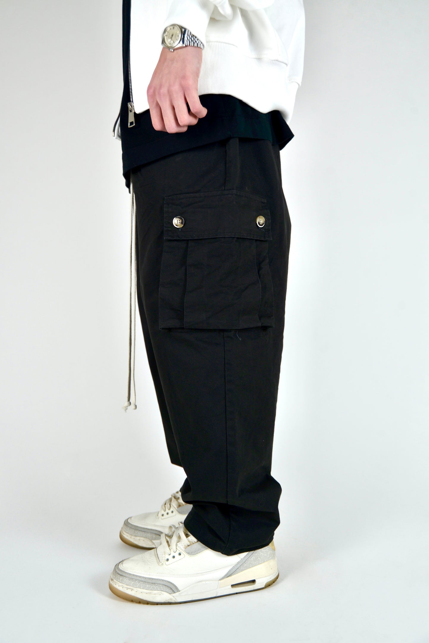Cargo Monocolore Fondo Ampio Nero