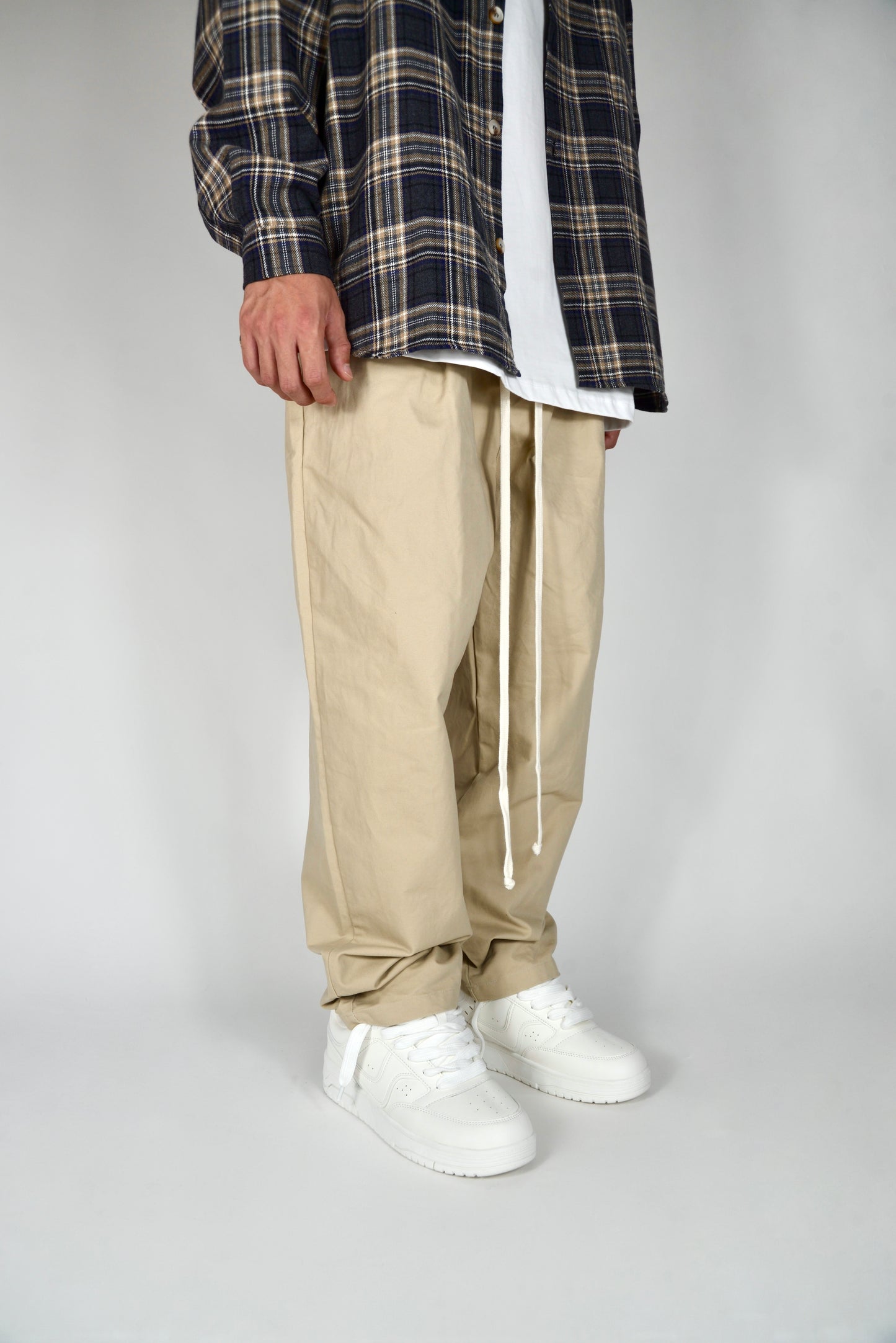 Pantalaccio In Cotone Fondo Ampio Beige