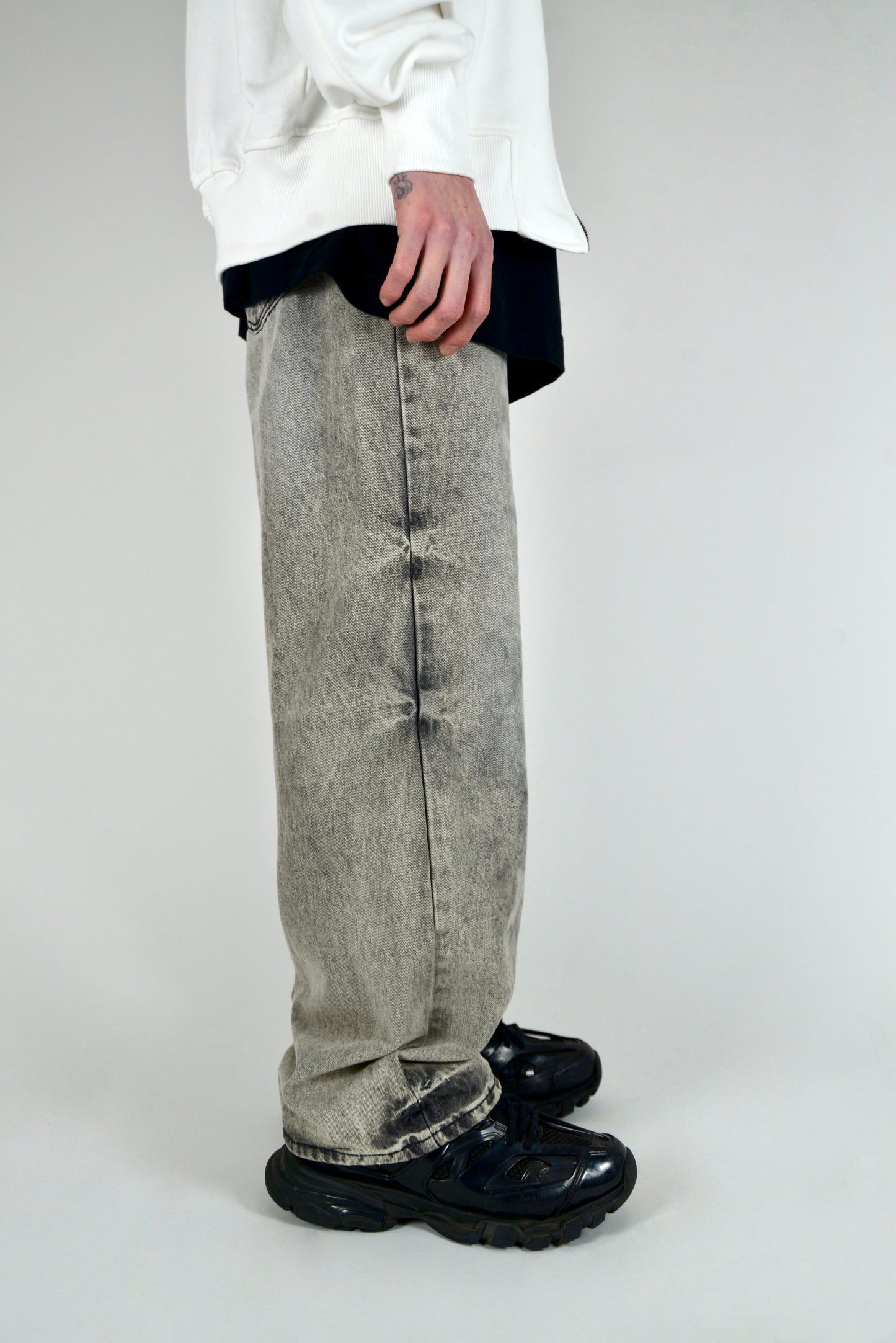 Jeans Slavato Baggy Fit Grigio