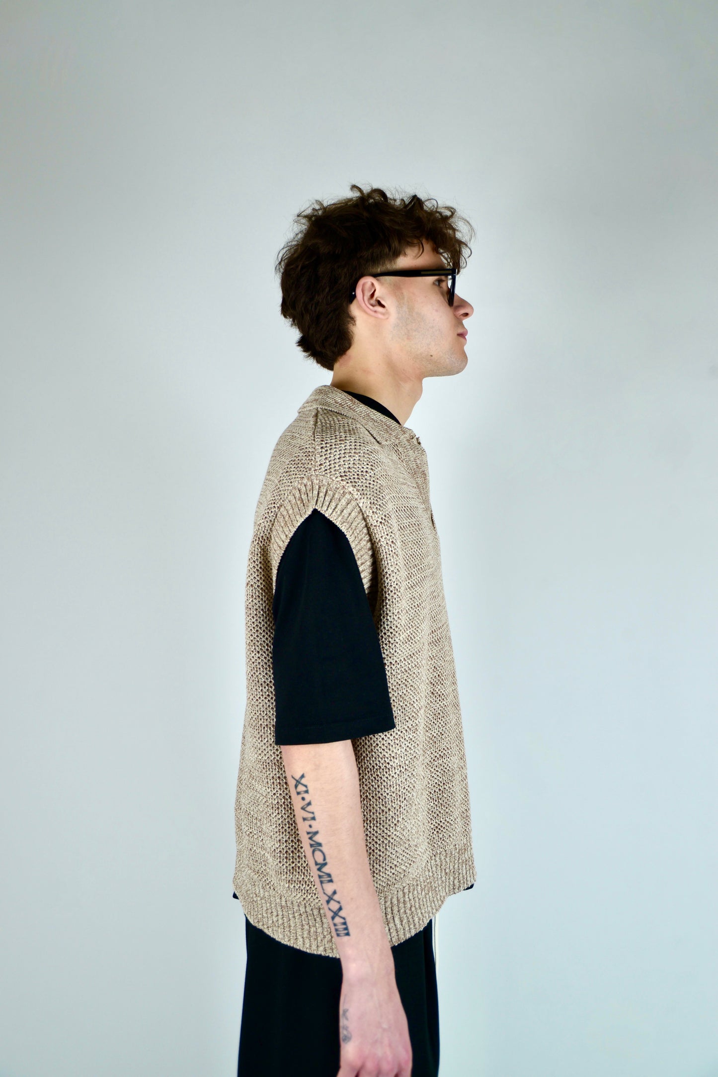Gilet In Filo Intrecciato Beige