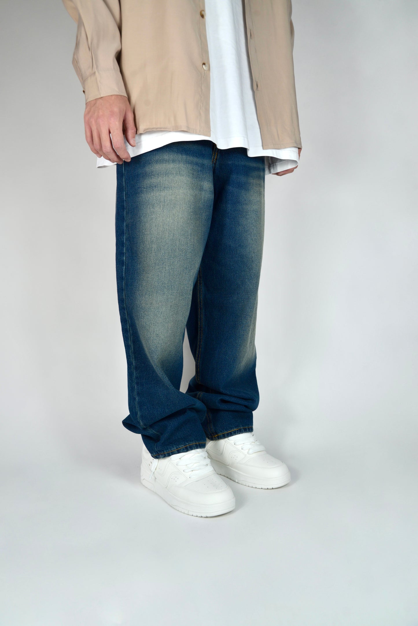 Jeans Baggy Fit Sabbiato Celeste