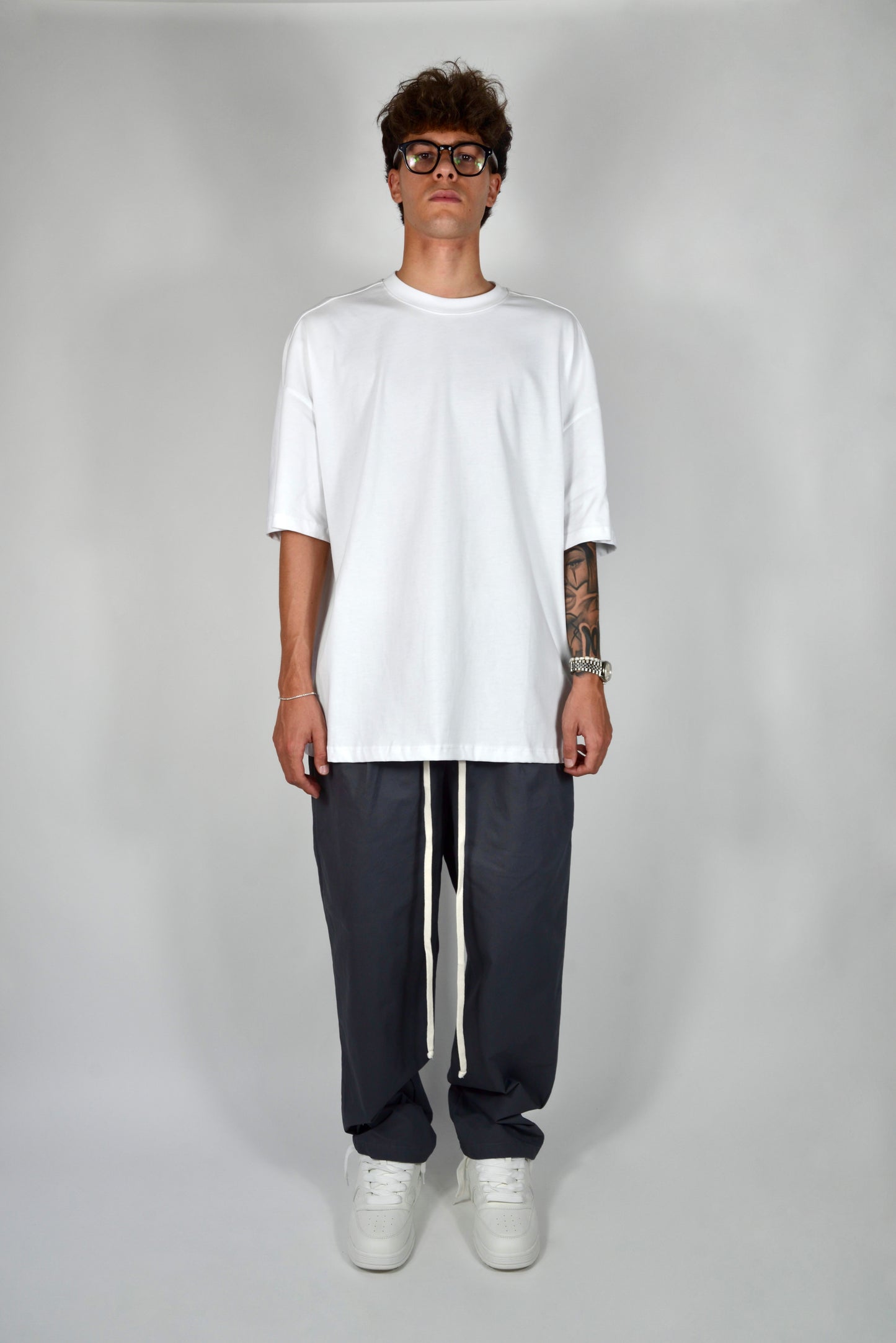 Pantalaccio In Cotone Fondo Ampio Grigio