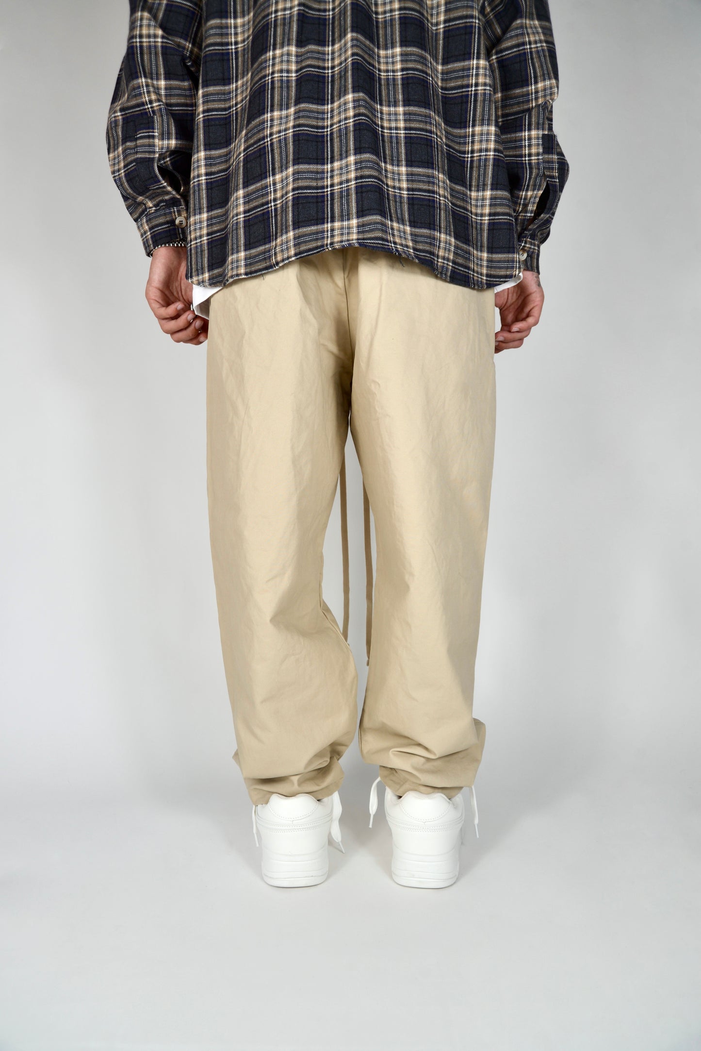 Pantalaccio In Cotone Fondo Ampio Beige