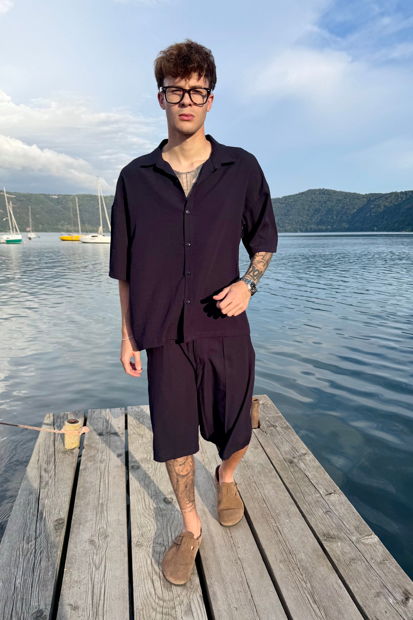 Coordinato Mykonos In Lino Blu Notte
