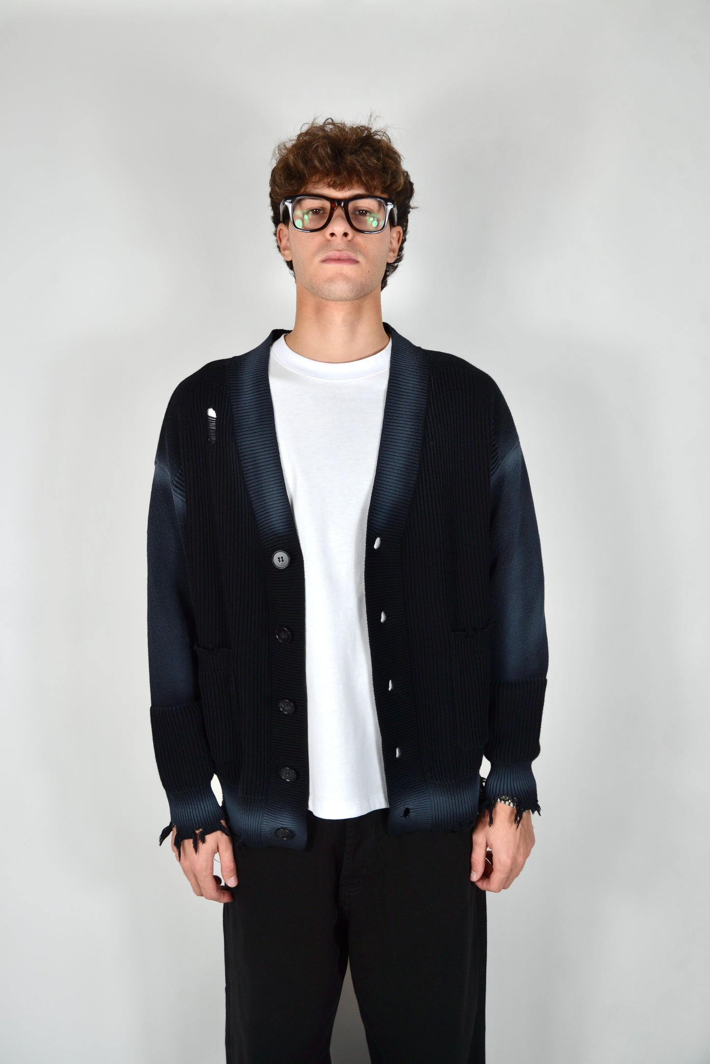 Cardigan Destroyed Fumé