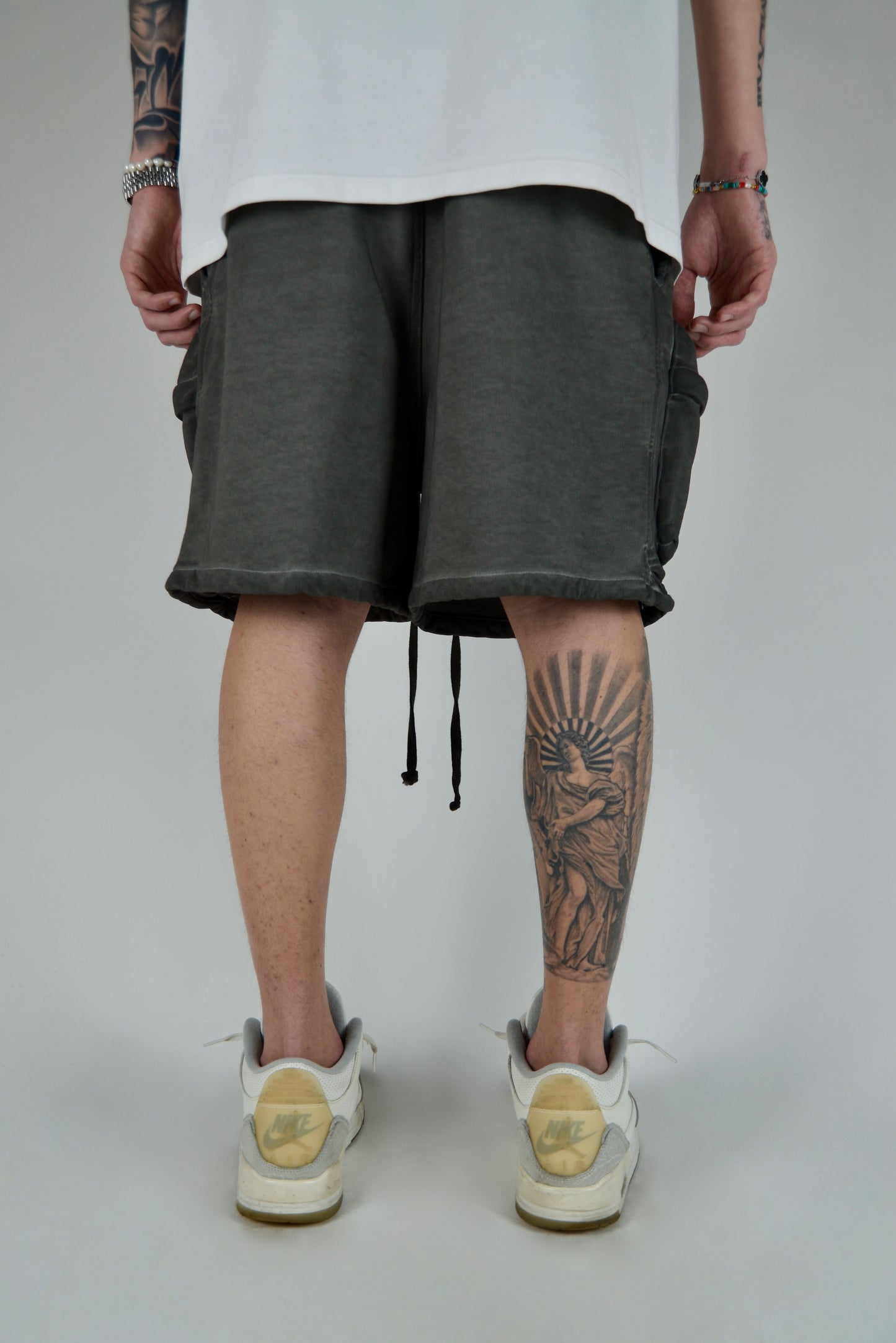 Pantaloncino Cargo Frontale Slavato Grigio