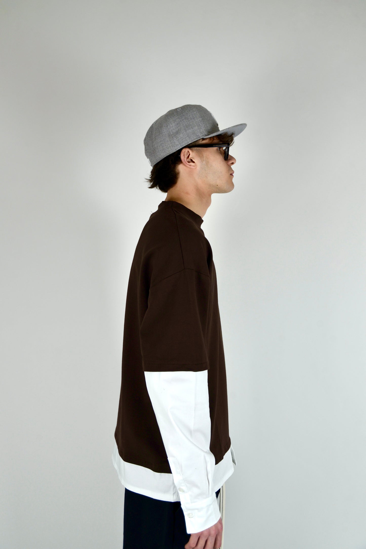 T-shirt Manica Camicia Marrone