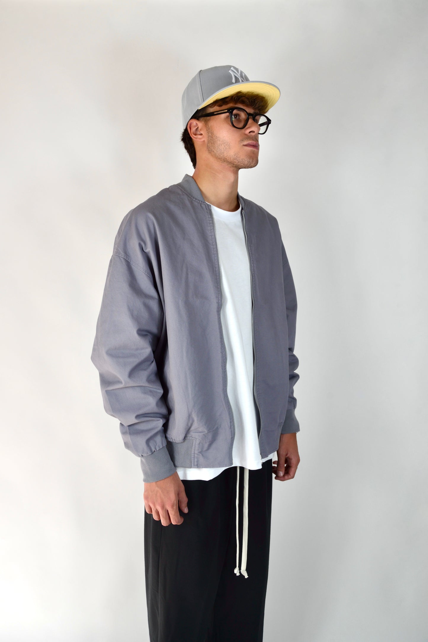 Bomber In Cotone Oversize Grigio