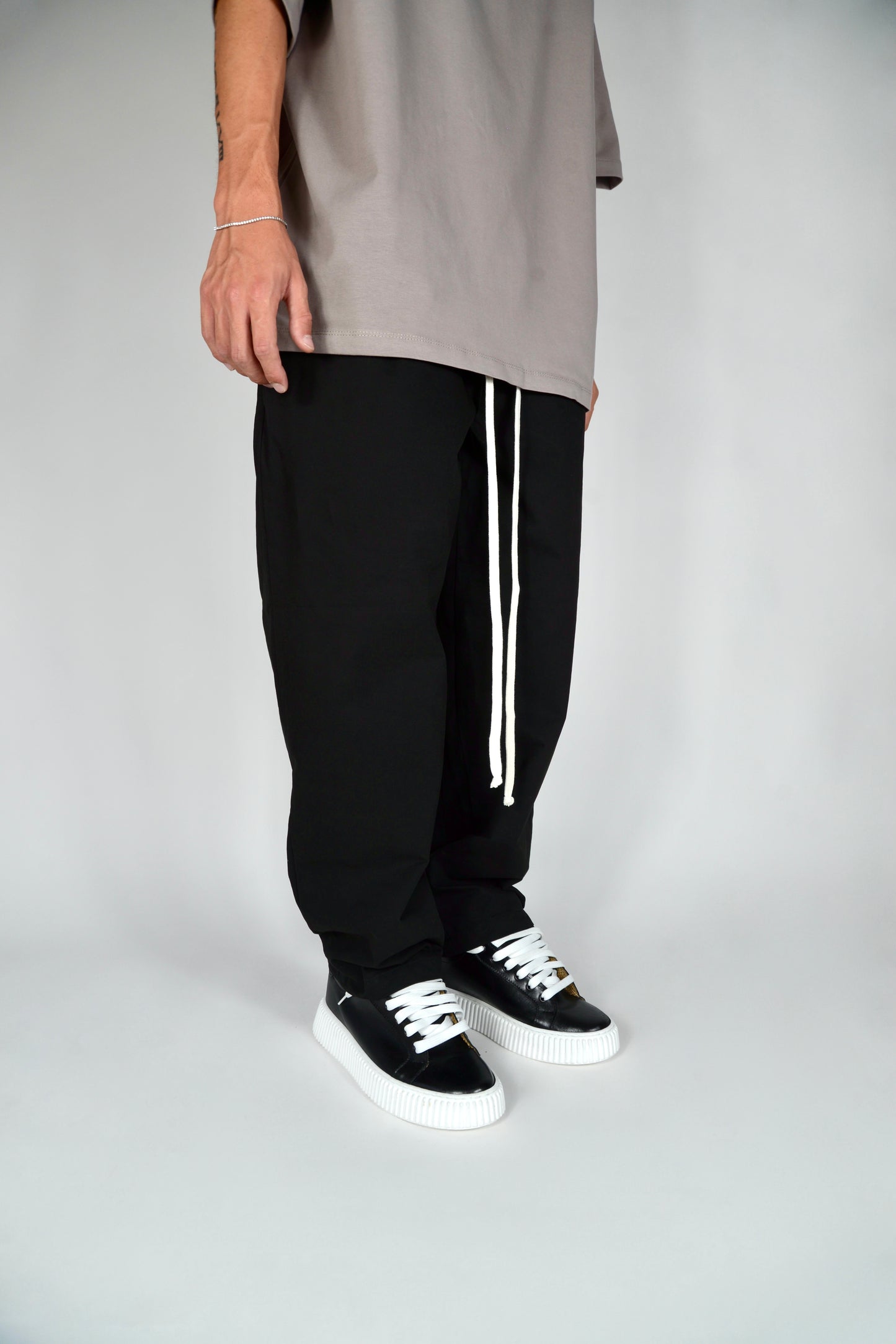 Pantalaccio In Cotone Fondo Ampio Nero