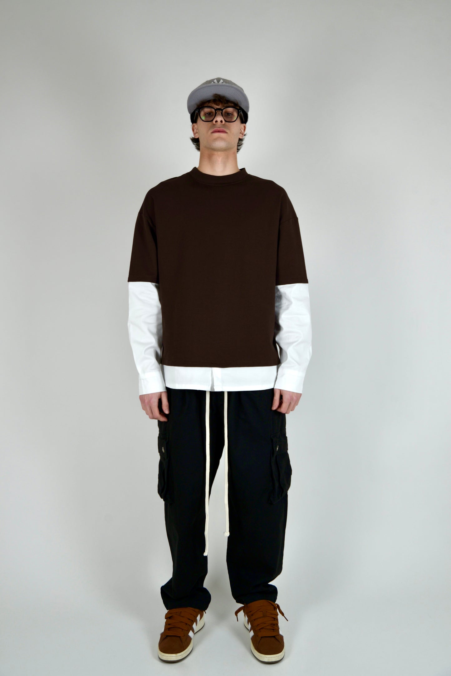 T-shirt Manica Camicia Marrone