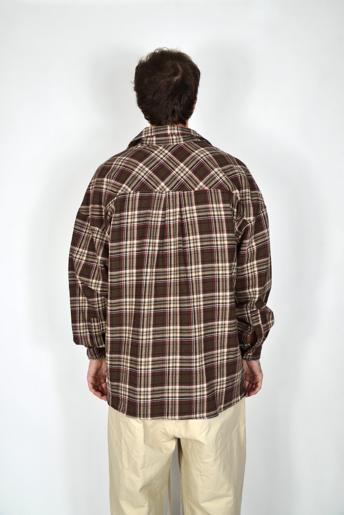 Camicia A Quadri Oversize Moro/Bordeaux