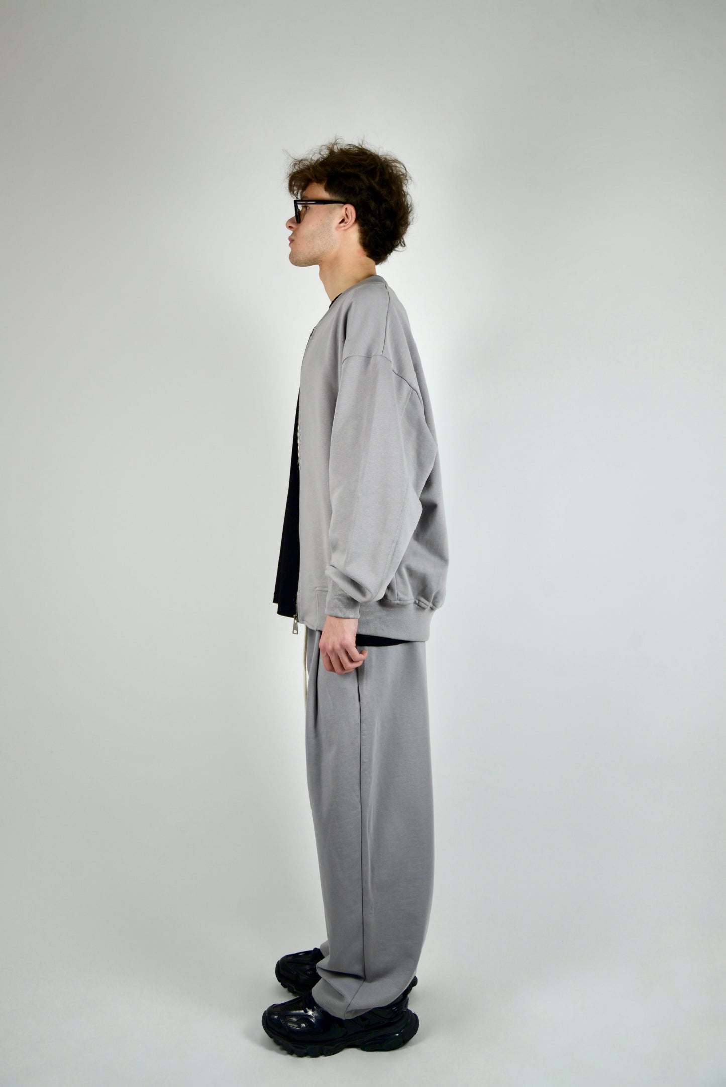 Coordinato Con Bomber In Cotone Grigio