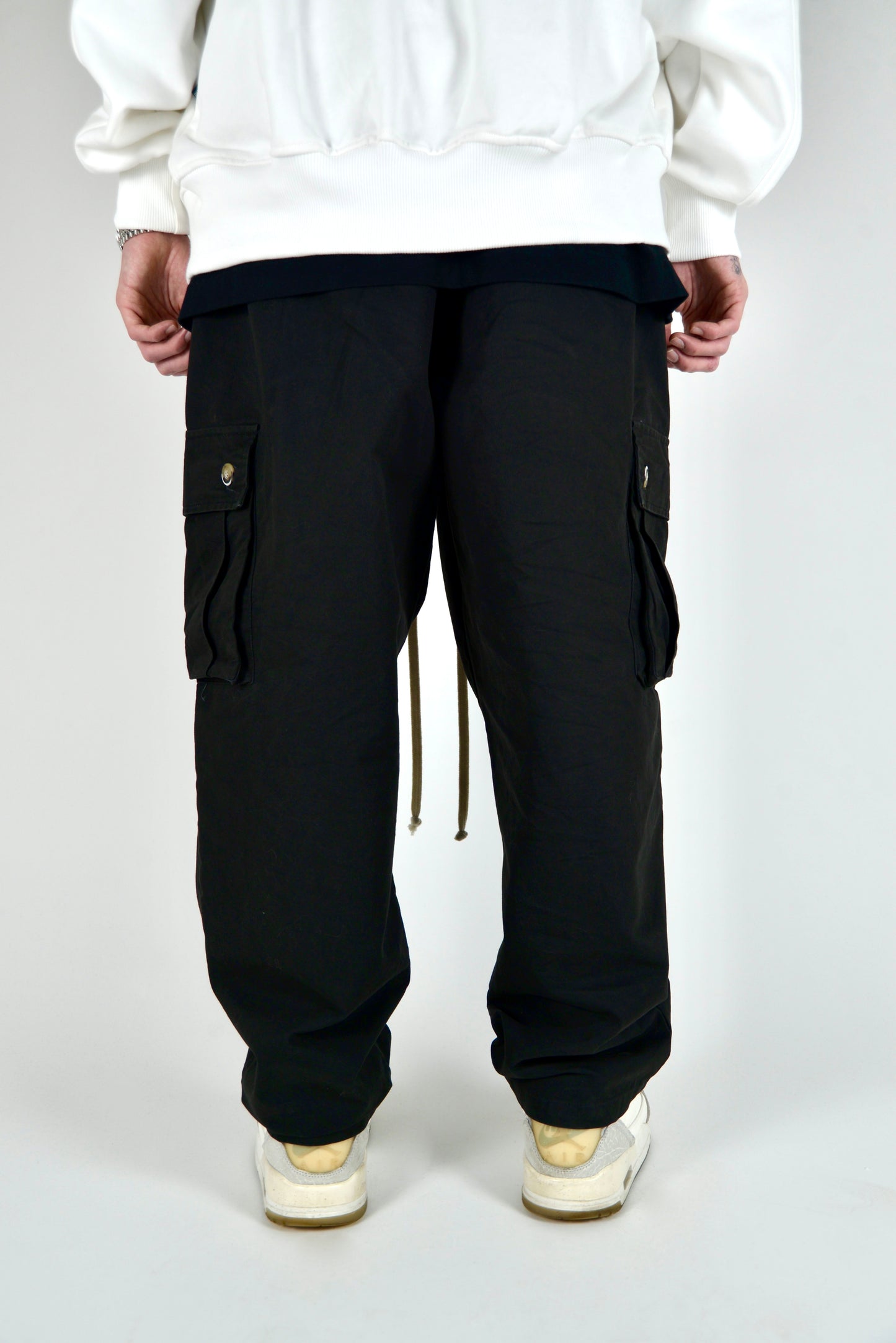 Cargo Monocolore Fondo Ampio Nero