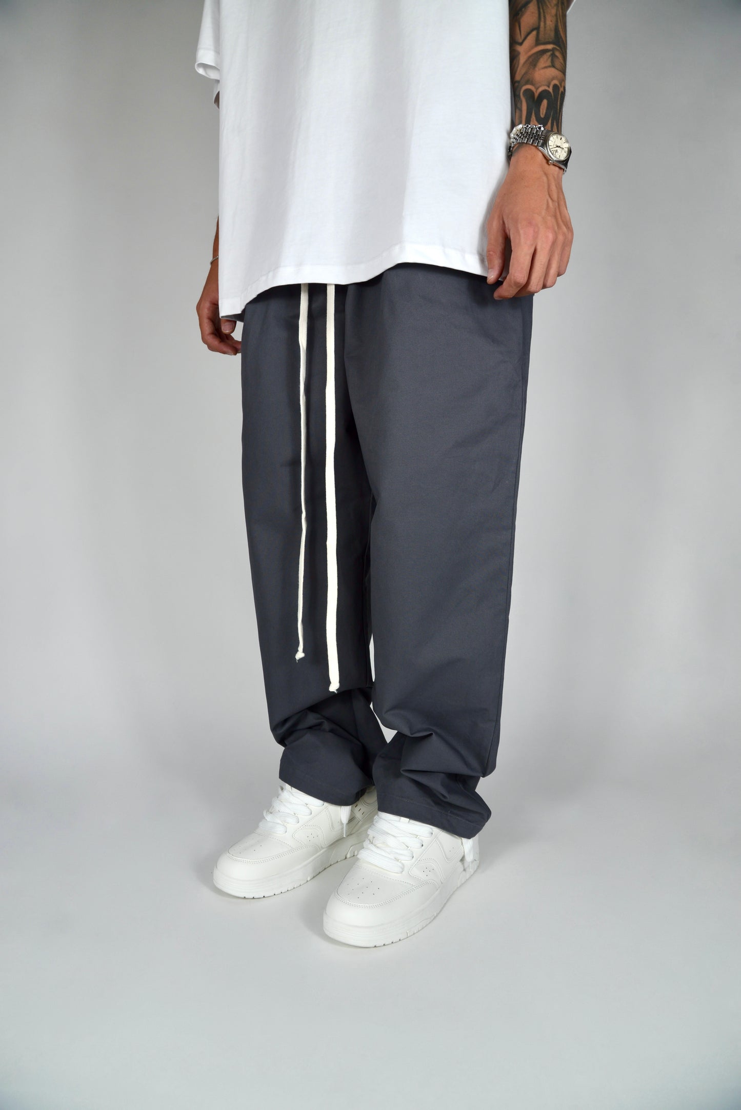 Pantalaccio In Cotone Fondo Ampio Grigio
