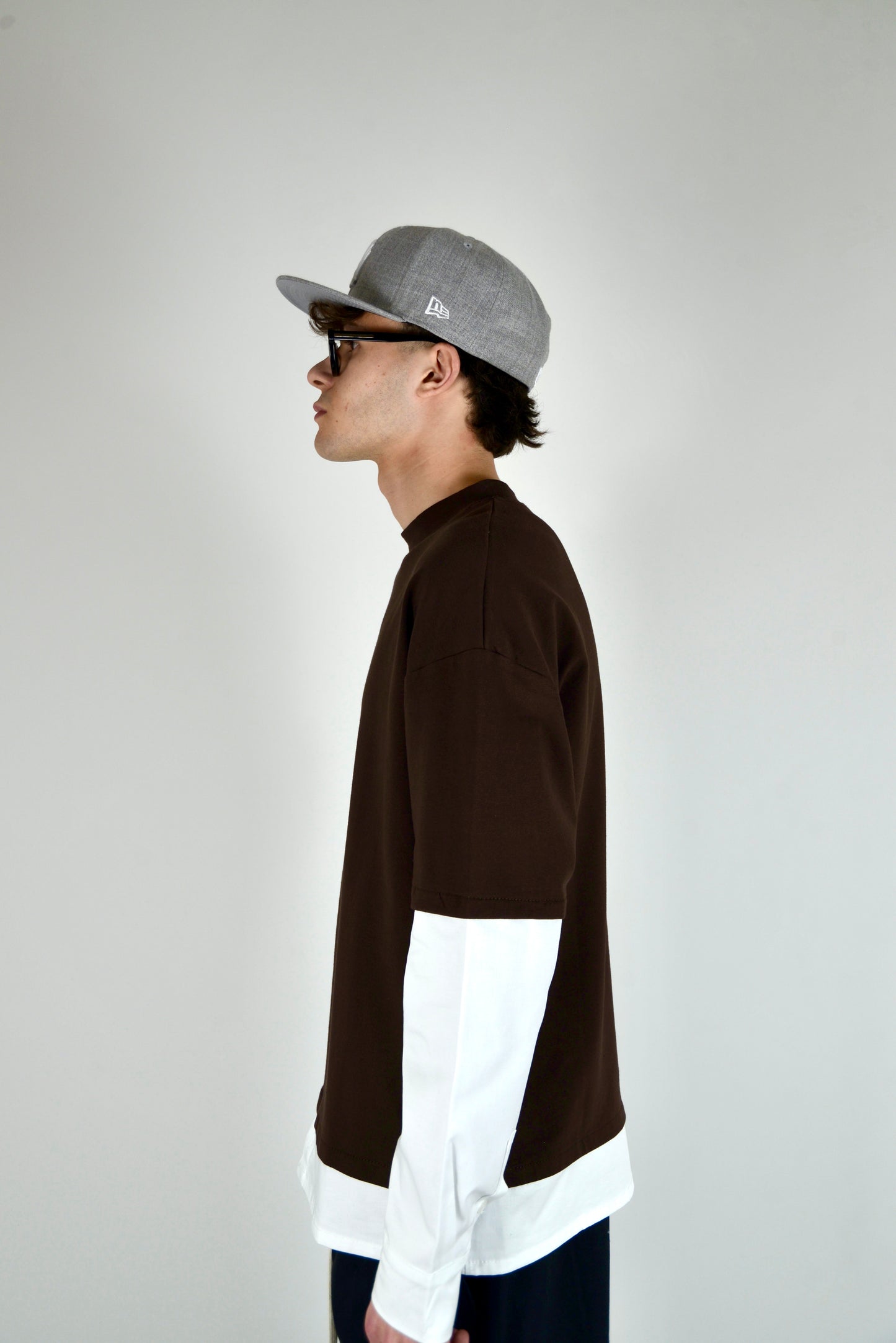 T-shirt Manica Camicia Marrone