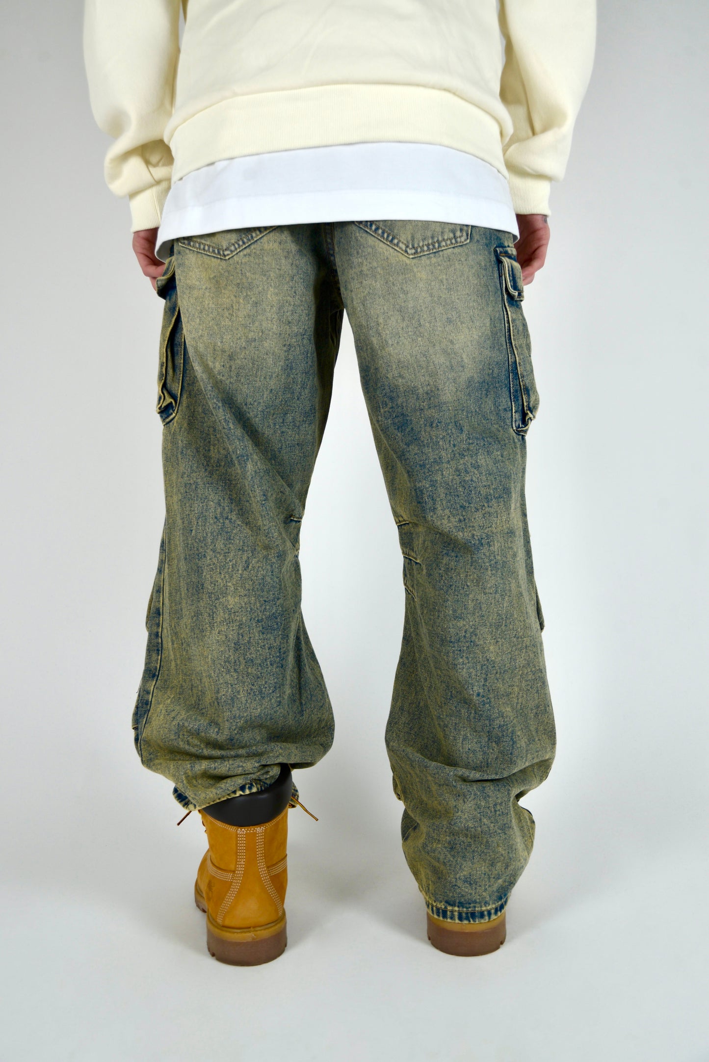 Jeans Cargo Multipocket Baggy Fit Sabbiato