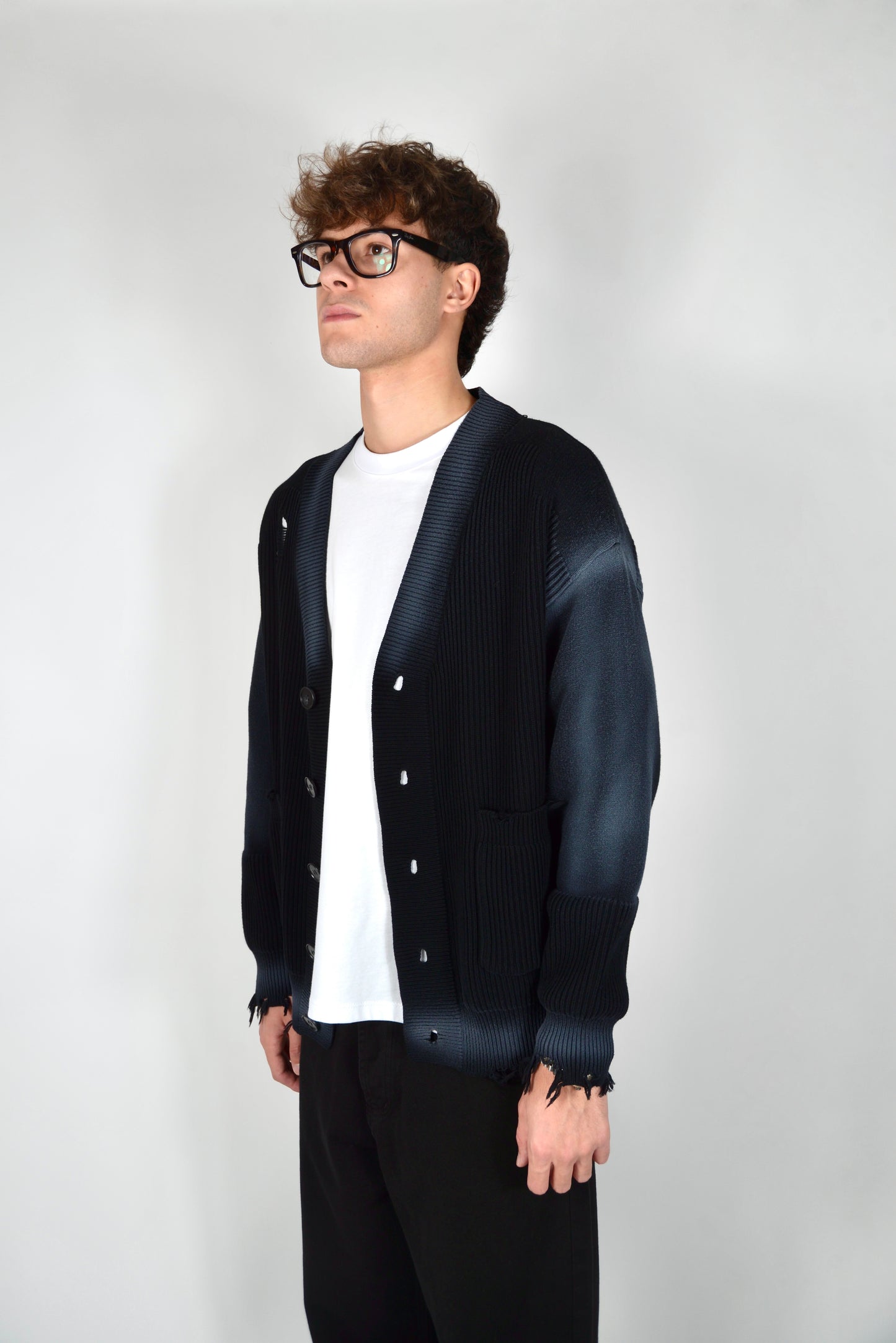 Cardigan Destroyed Fumé