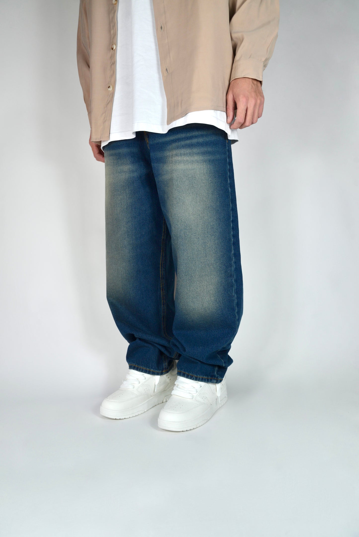 Jeans Baggy Fit Sabbiato Celeste