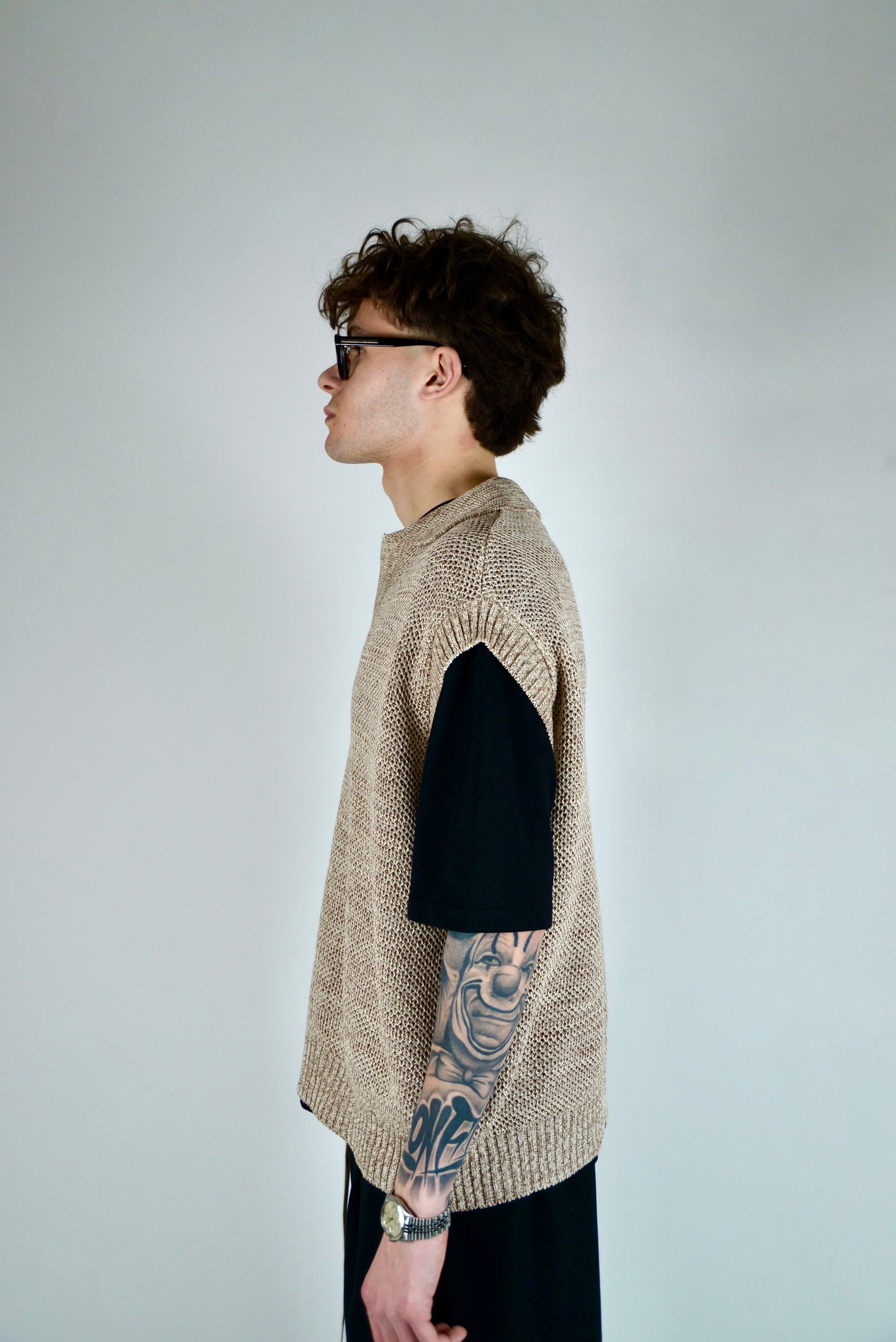 Gilet In Filo Intrecciato Beige