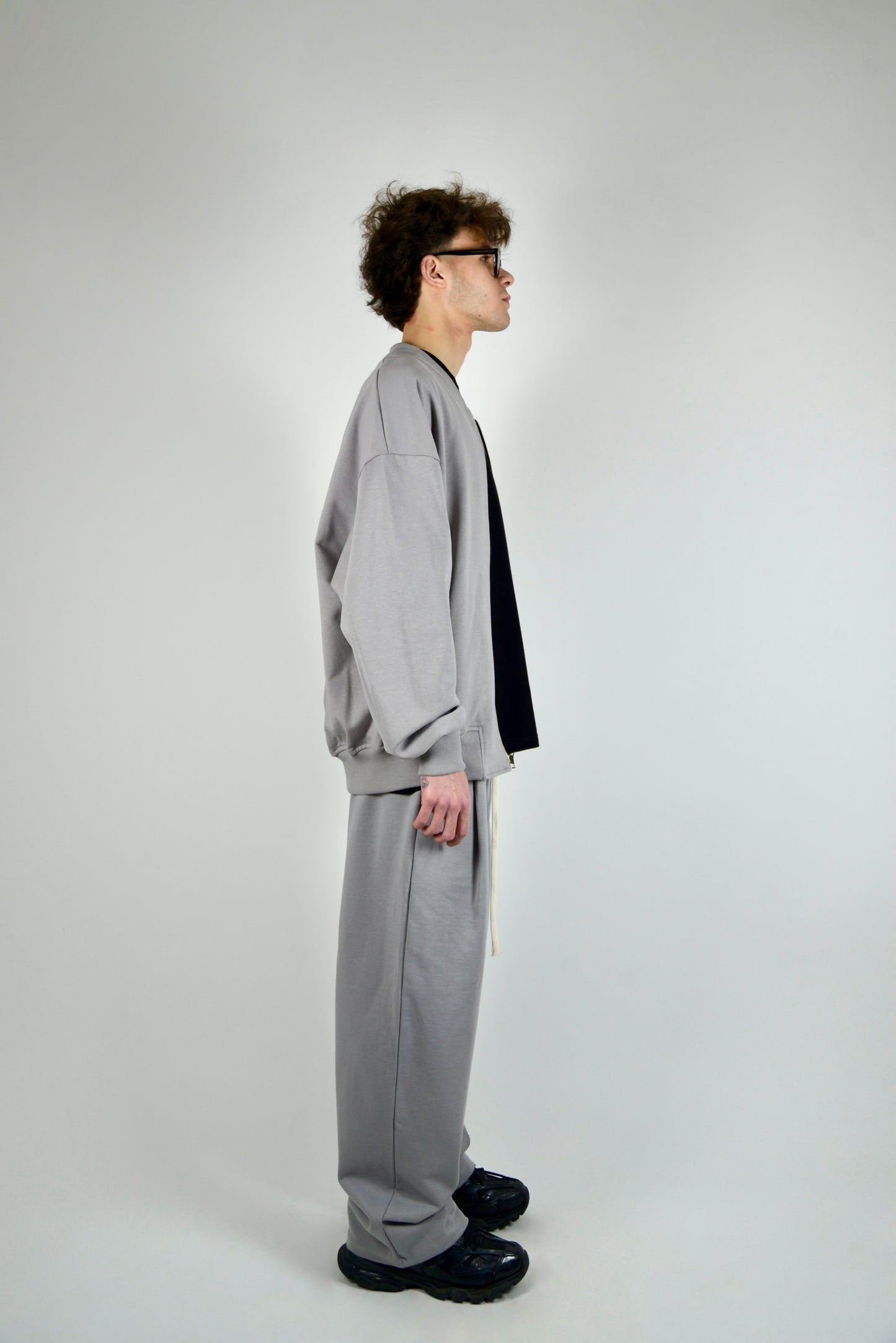 Coordinato Con Bomber In Cotone Grigio