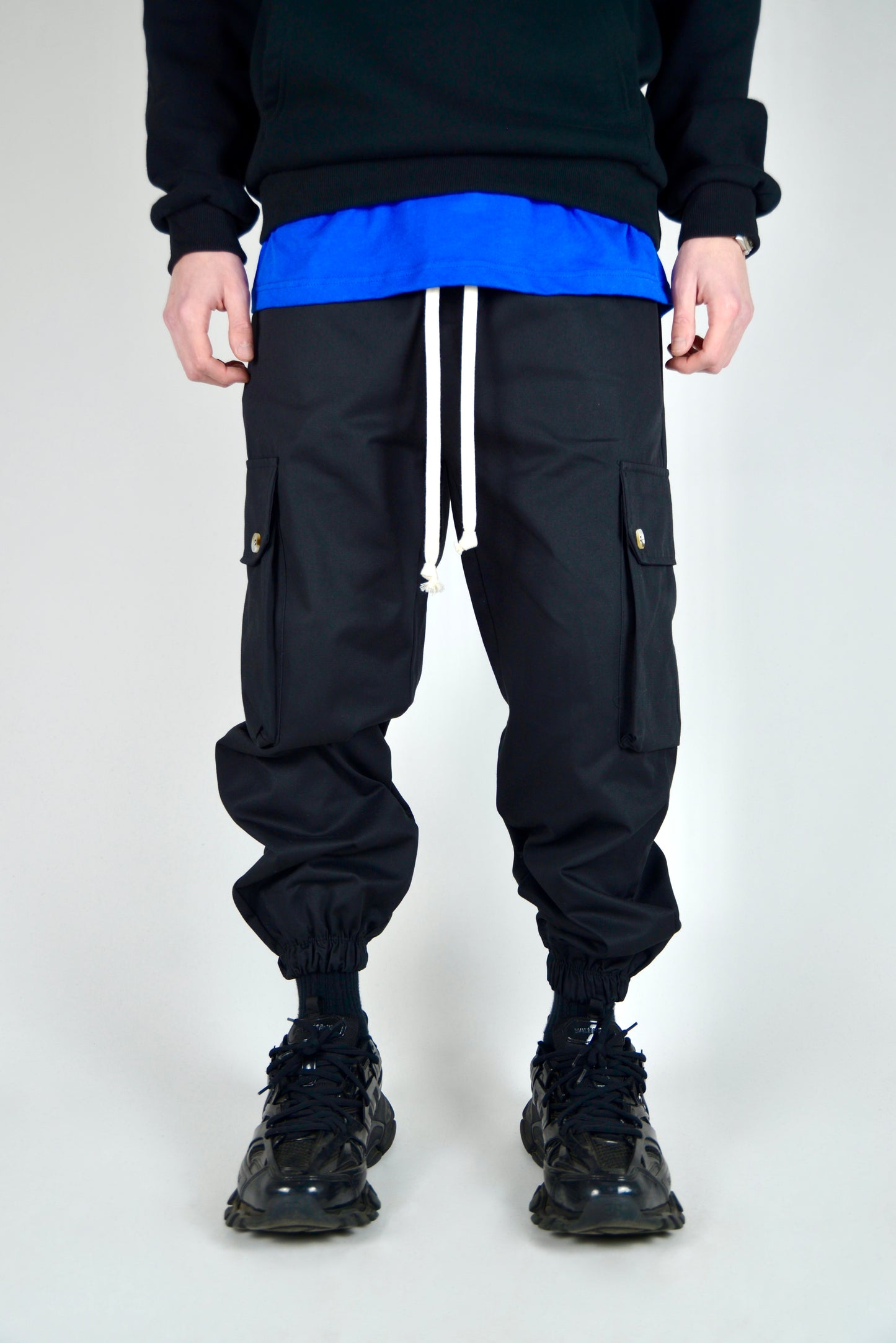 Cargo Monocolore Fondo Stretto Nero