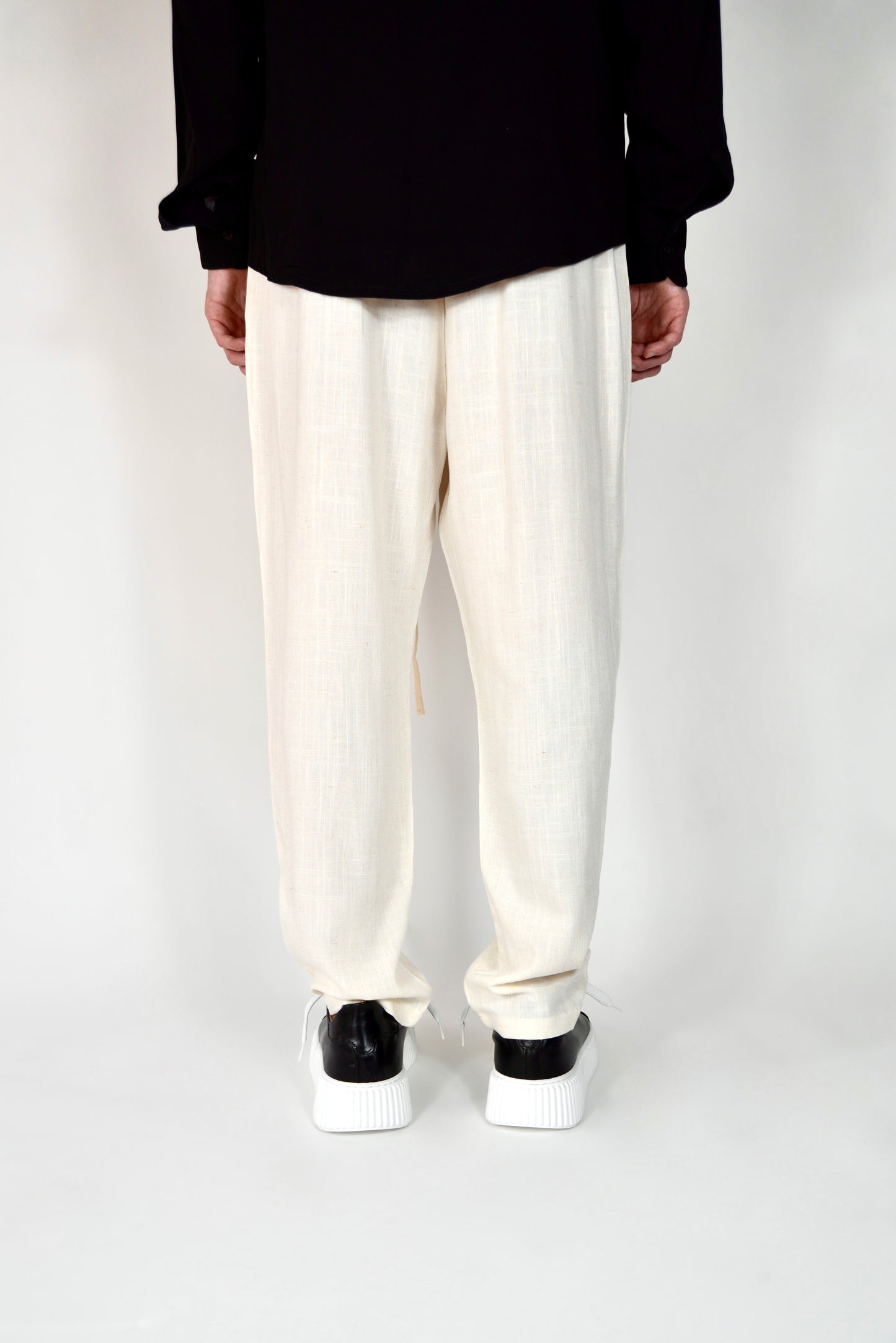 Pantalaccio Elegante In Lino Beige