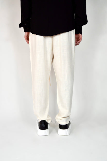 Pantalaccio Elegante In Lino Beige