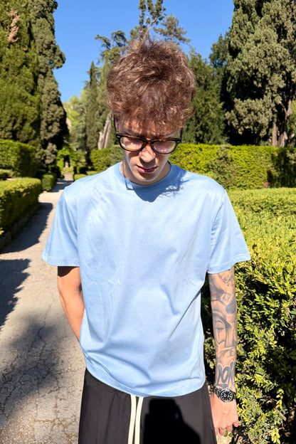 T-Shirt In Filo Di Scozia Celeste