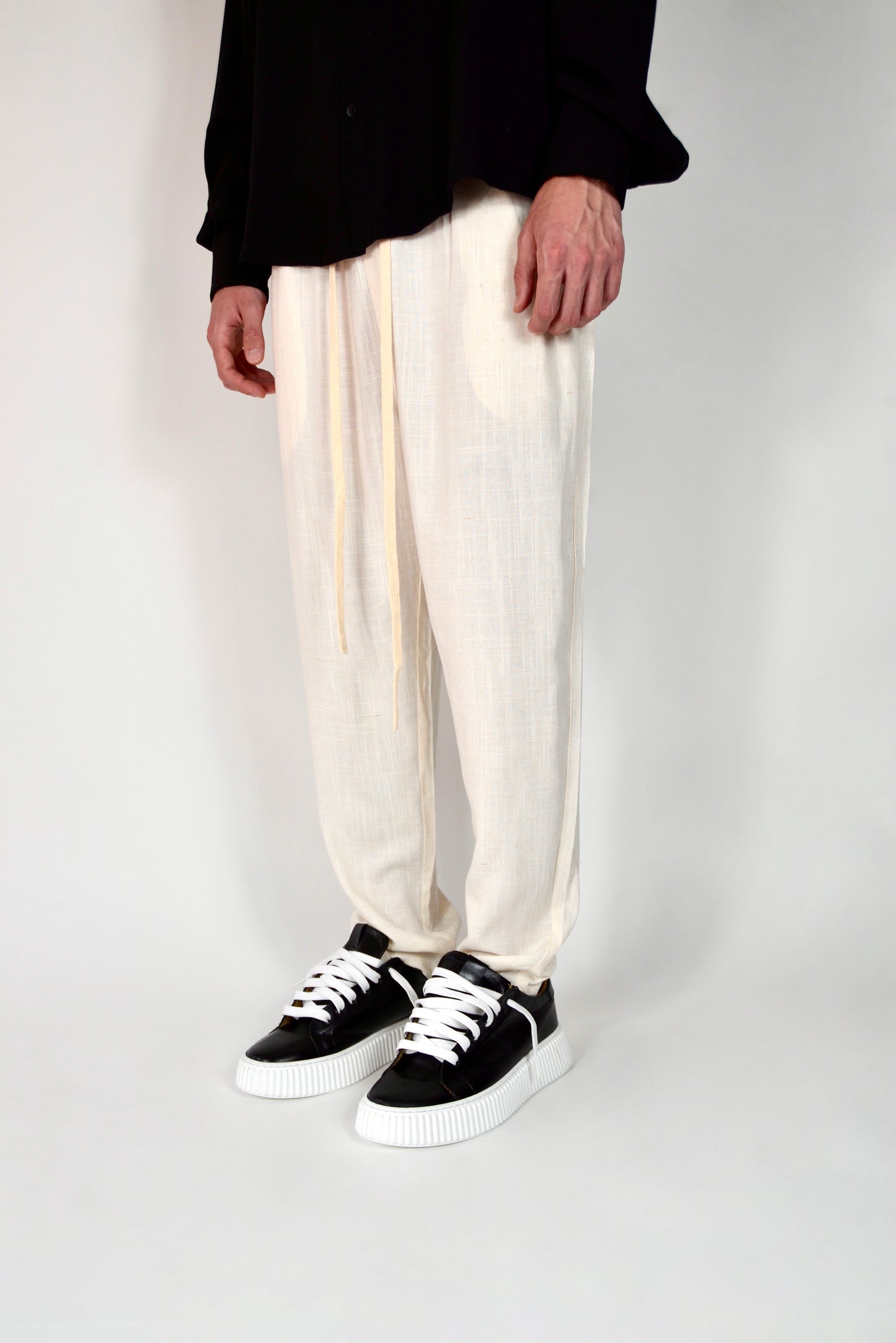 Pantalaccio Elegante In Lino Beige
