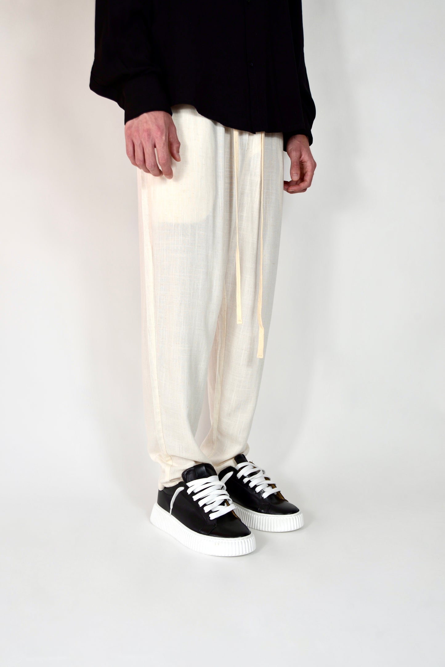 Pantalaccio Elegante In Lino Beige