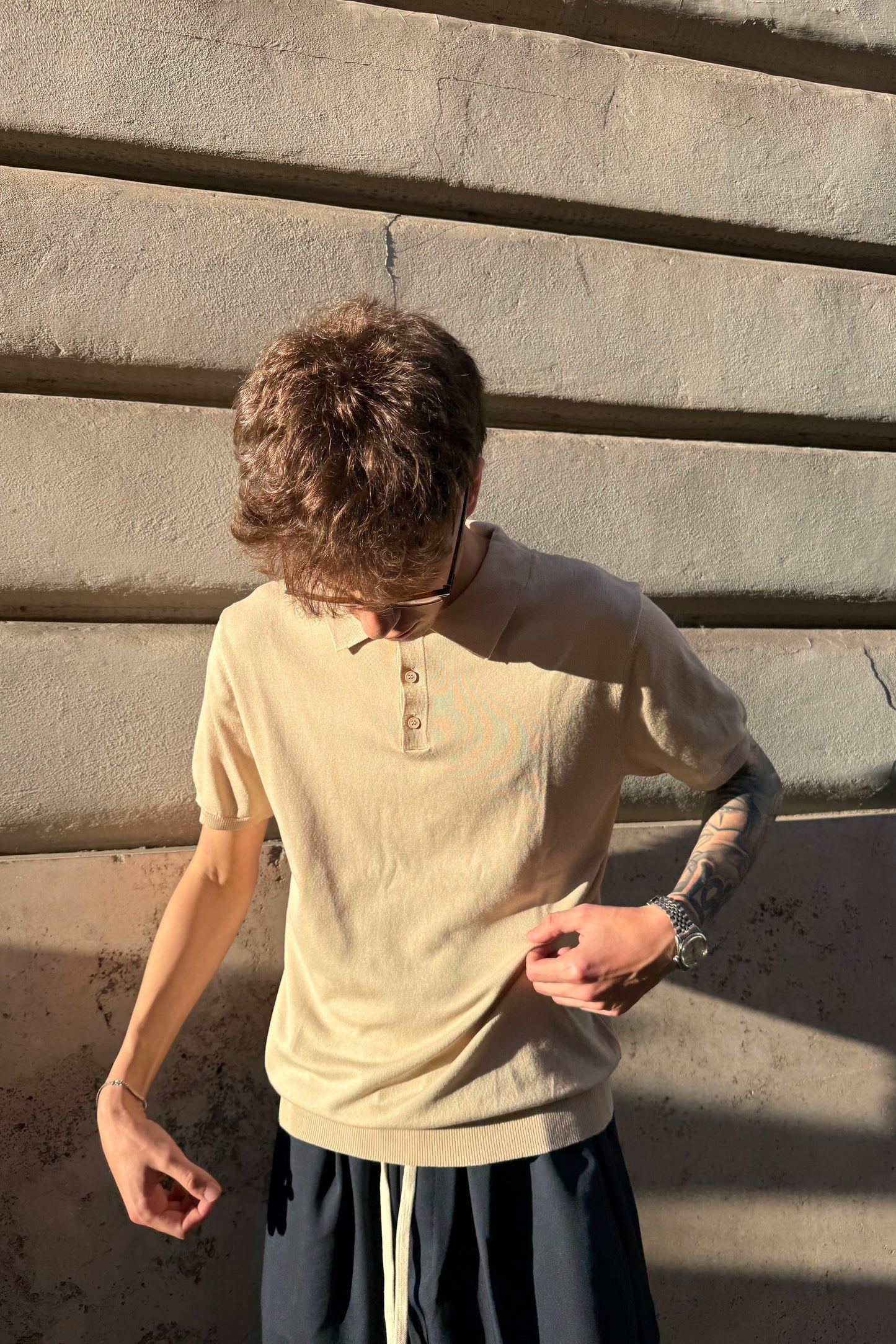 Polo In Filo Beige
