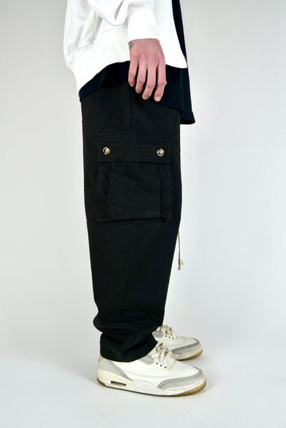 Cargo Monocolore Fondo Ampio Nero