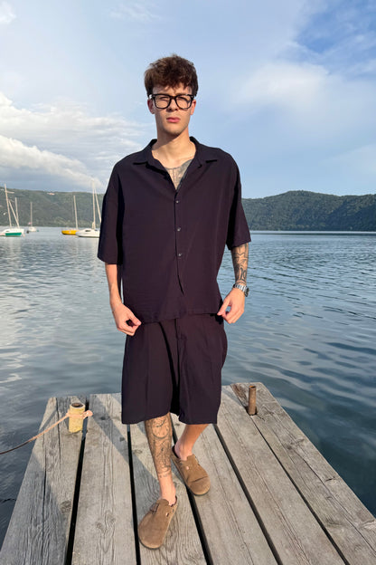 Coordinato Mykonos In Lino Blu Notte