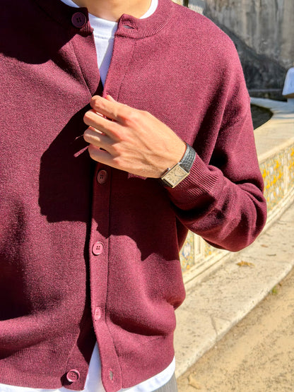Cardigan Full Button Bordeaux